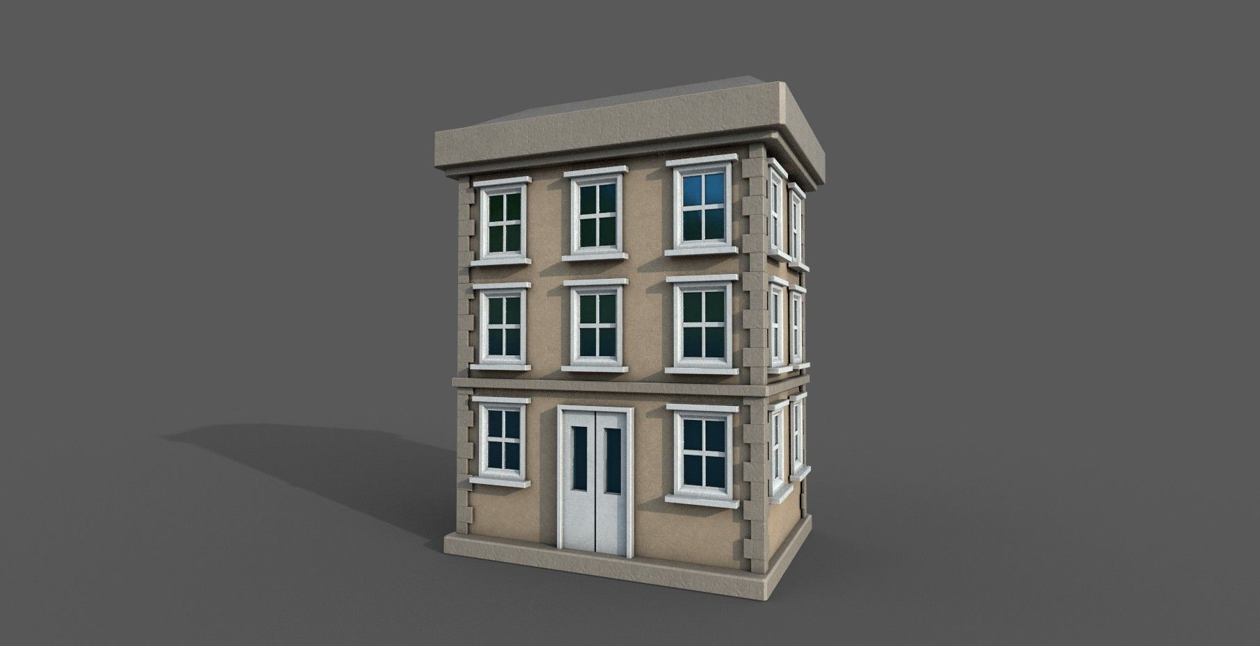 Vintage Building Set Low-poly 3D model_3