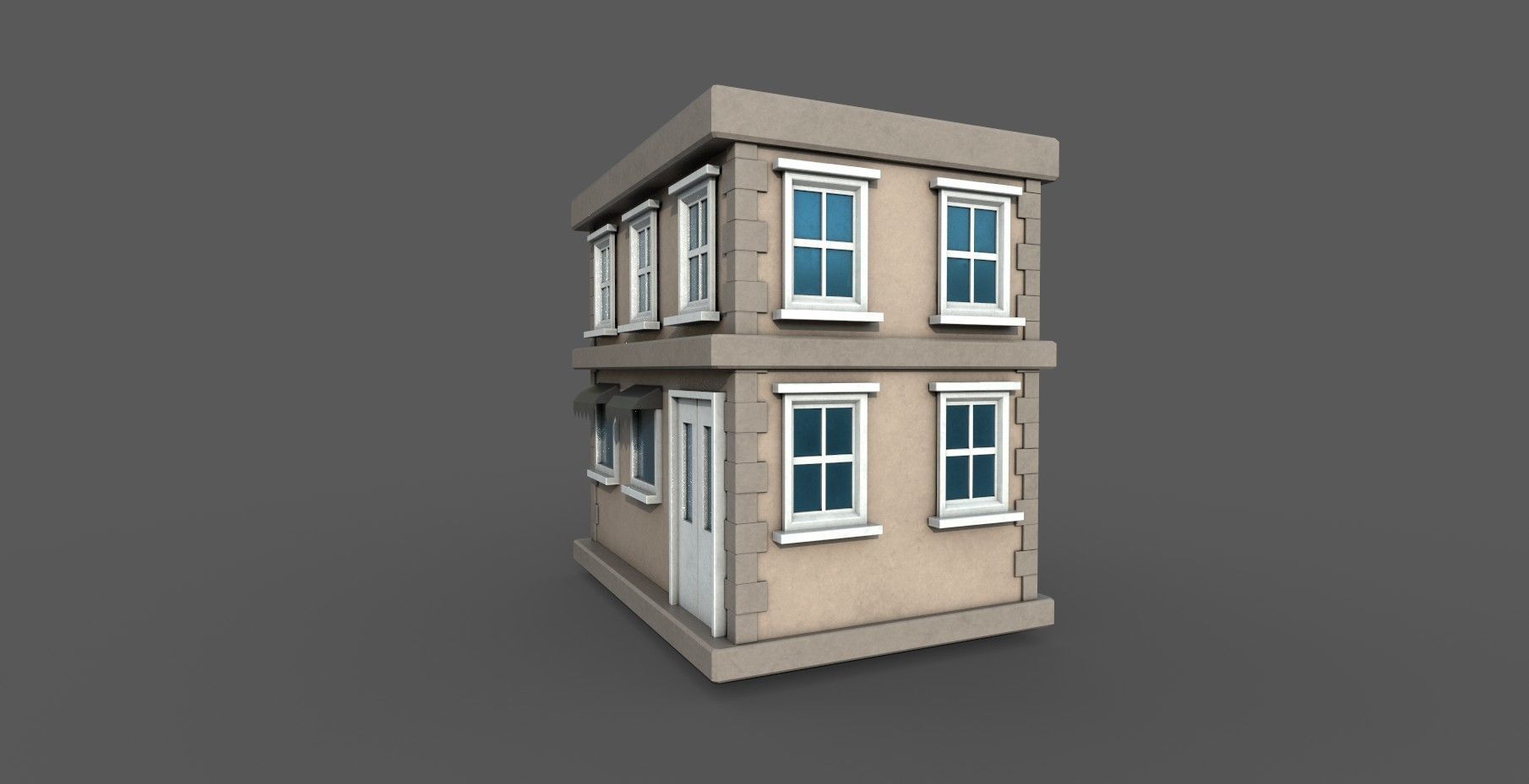 Vintage Building Set Low-poly 3D model_2
