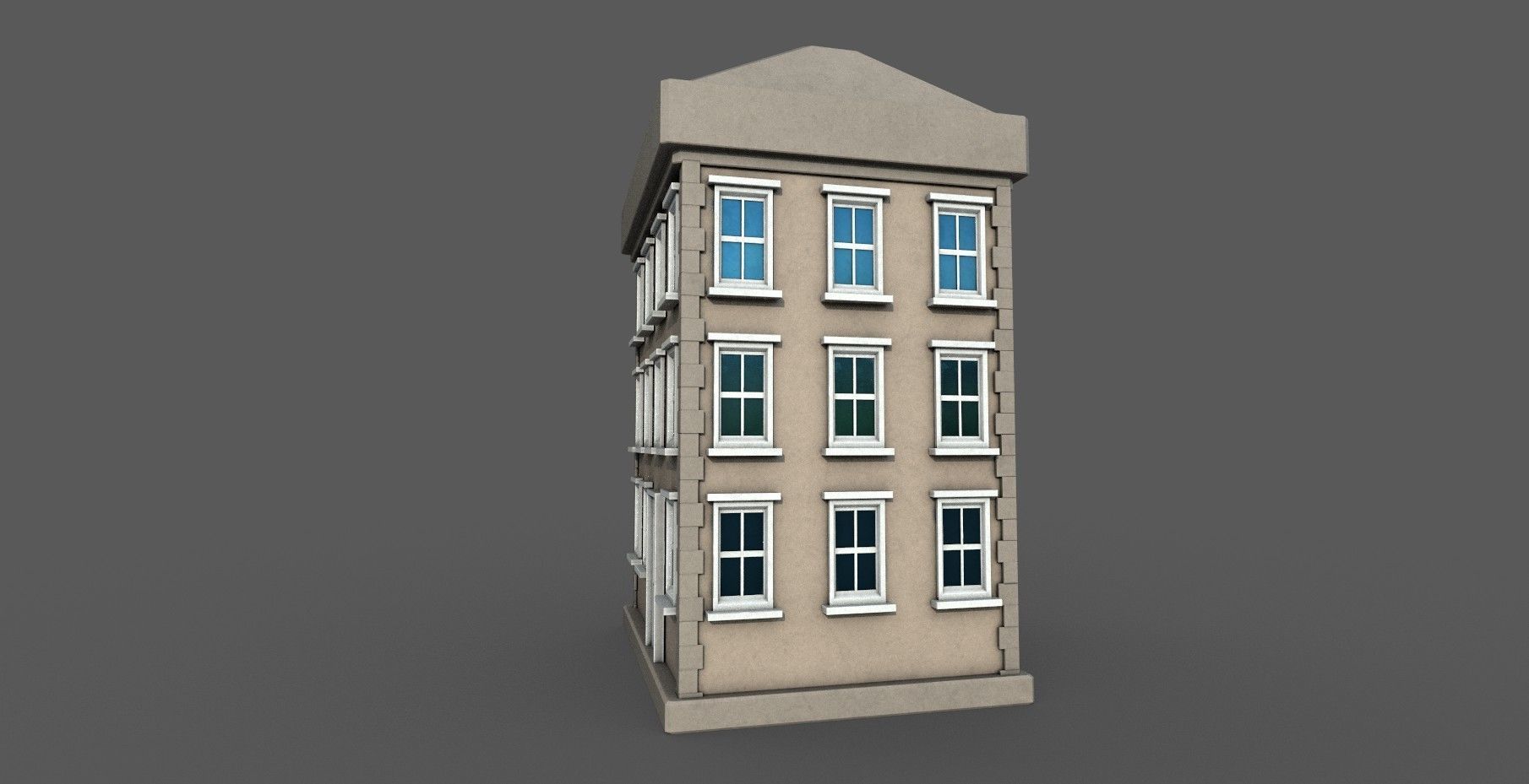 Vintage Building Set Low-poly 3D model_6