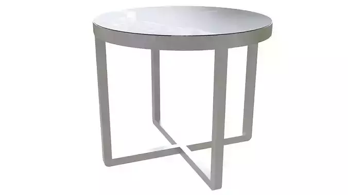Steel table with marble top 3D model
