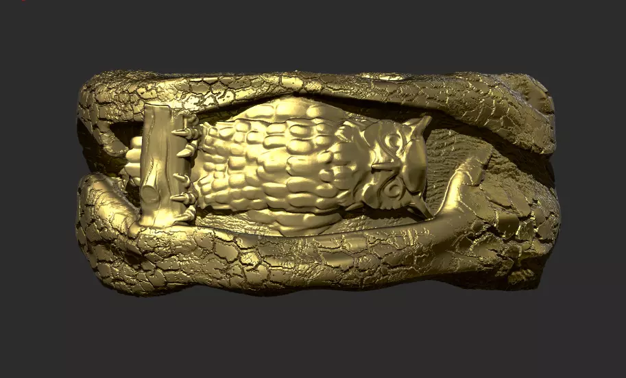owl ring on a tree 3D print model