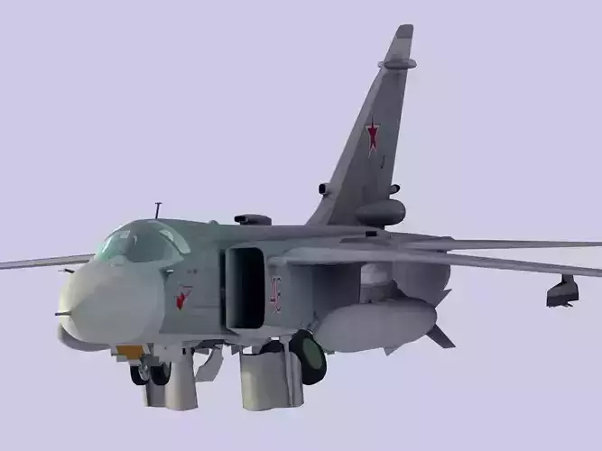 Sukhoi Su-24 Russian tactical strike bomber Low-poly 3D model
