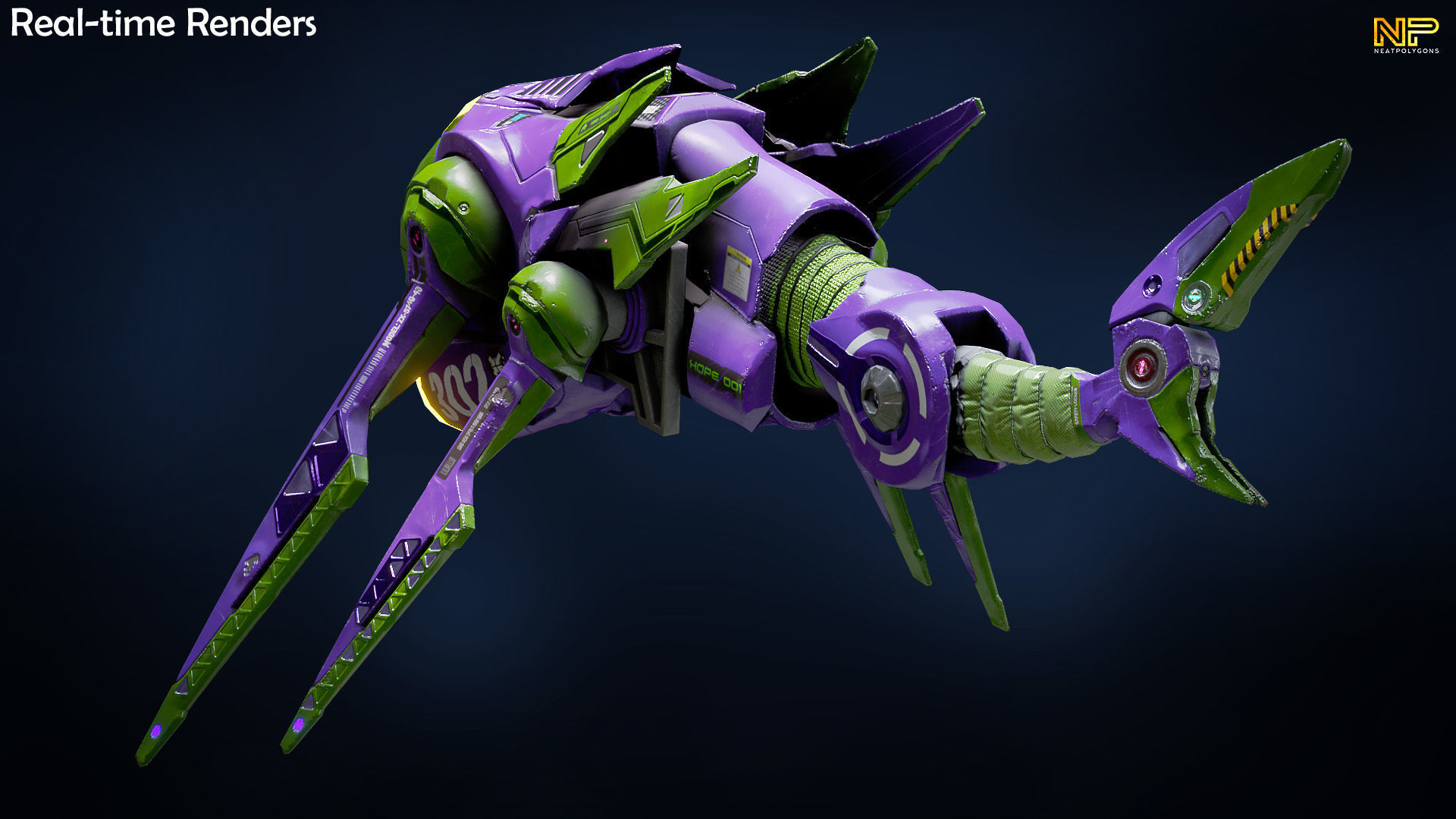 Sci-fi Underwater Drone - Stylized Submarine Low-poly 3D model_7