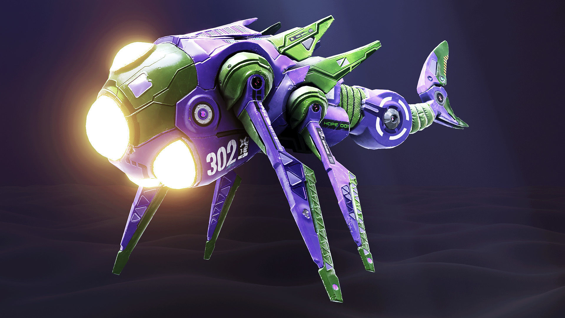 Sci-fi Underwater Drone - Stylized Submarine Low-poly 3D model_2