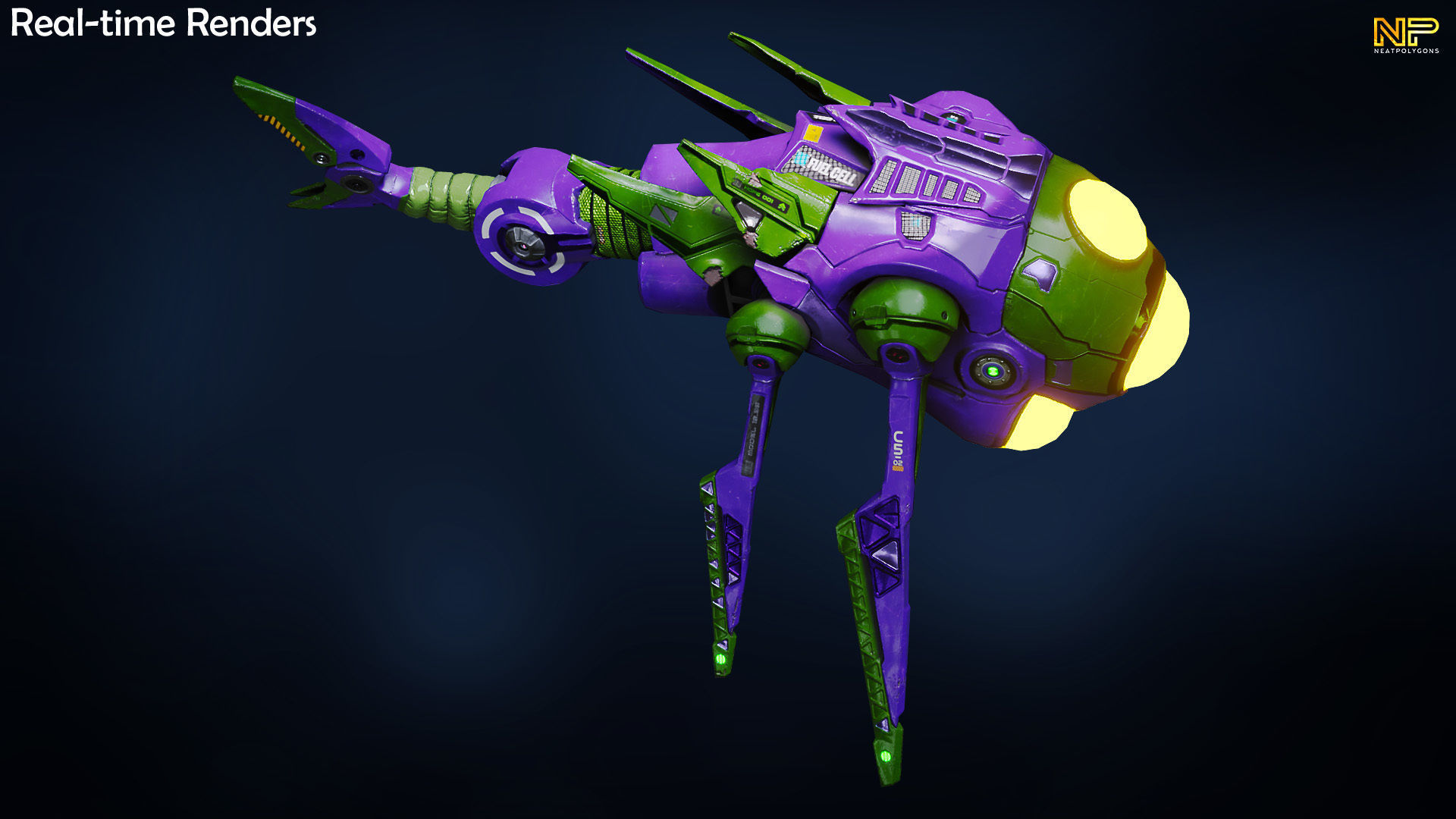 Sci-fi Underwater Drone - Stylized Submarine Low-poly 3D model_8