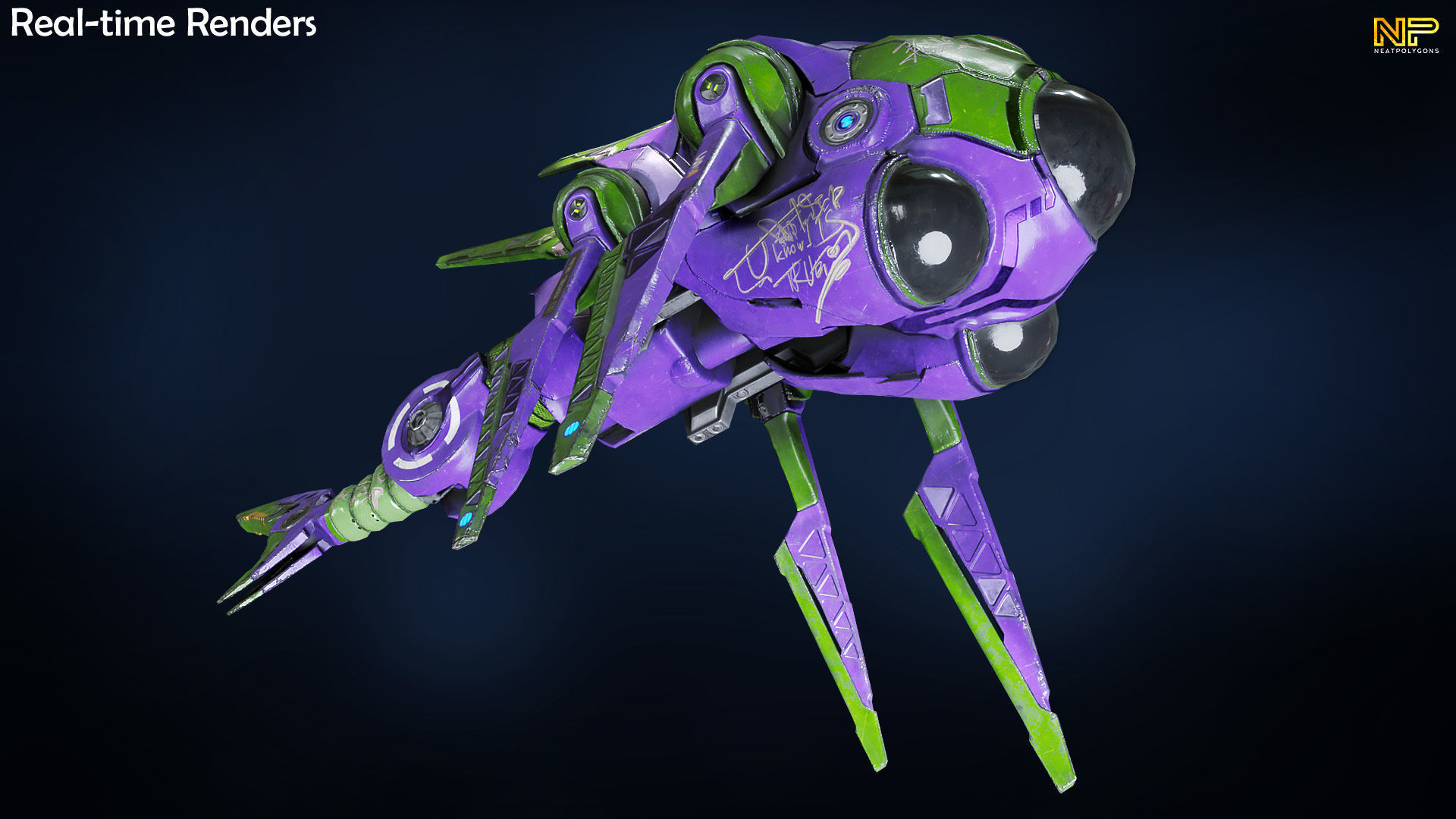 Sci-fi Underwater Drone - Stylized Submarine Low-poly 3D model_10