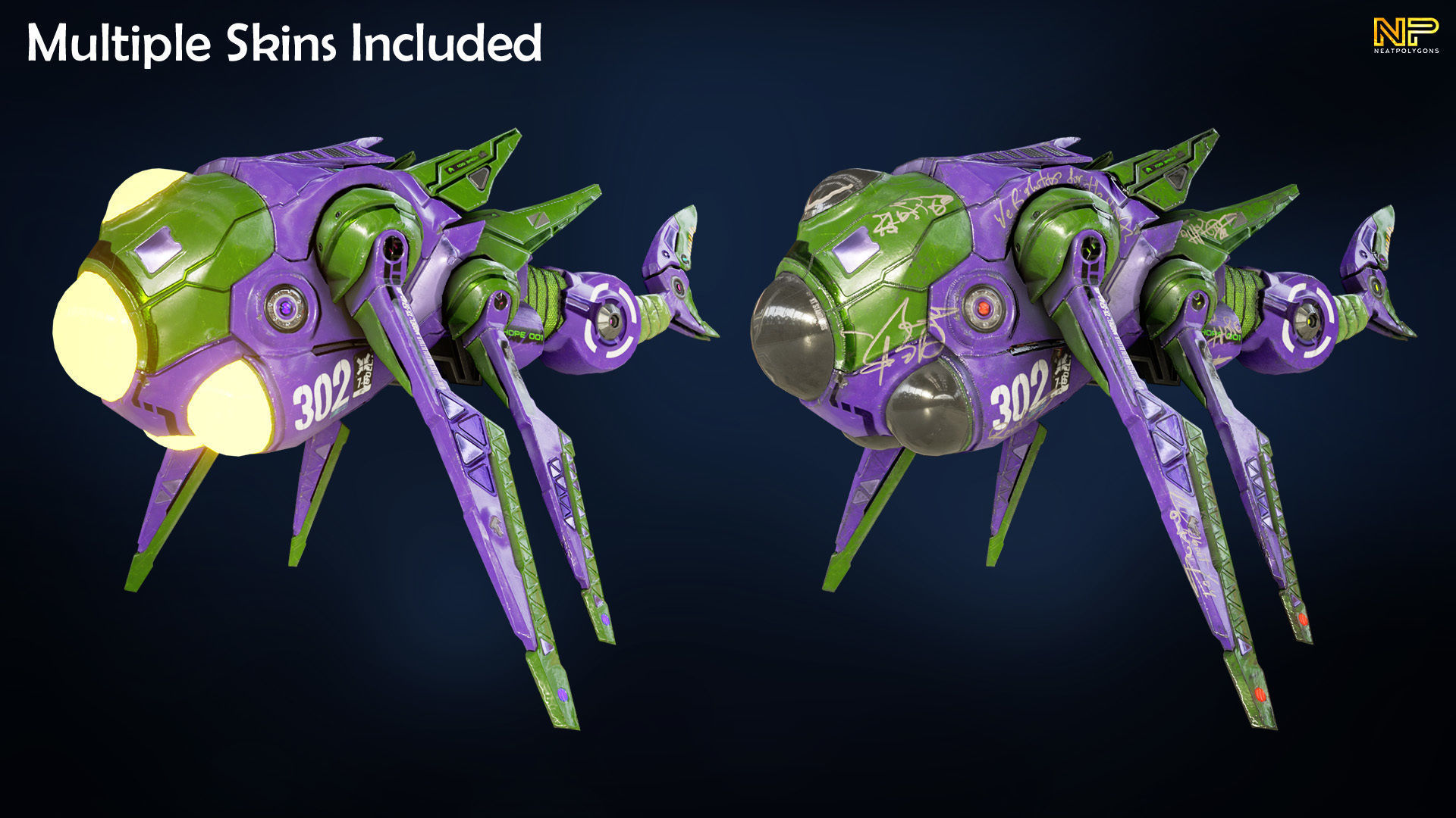 Sci-fi Underwater Drone - Stylized Submarine Low-poly 3D model_3