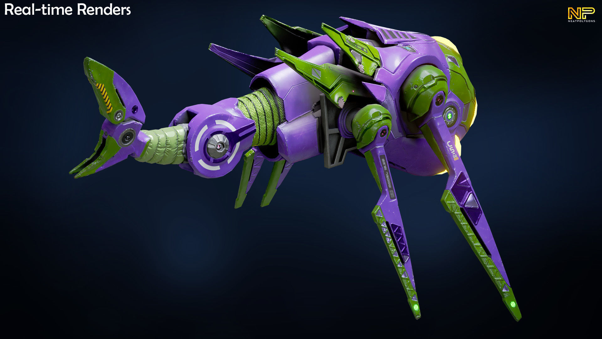 Sci-fi Underwater Drone - Stylized Submarine Low-poly 3D model_6