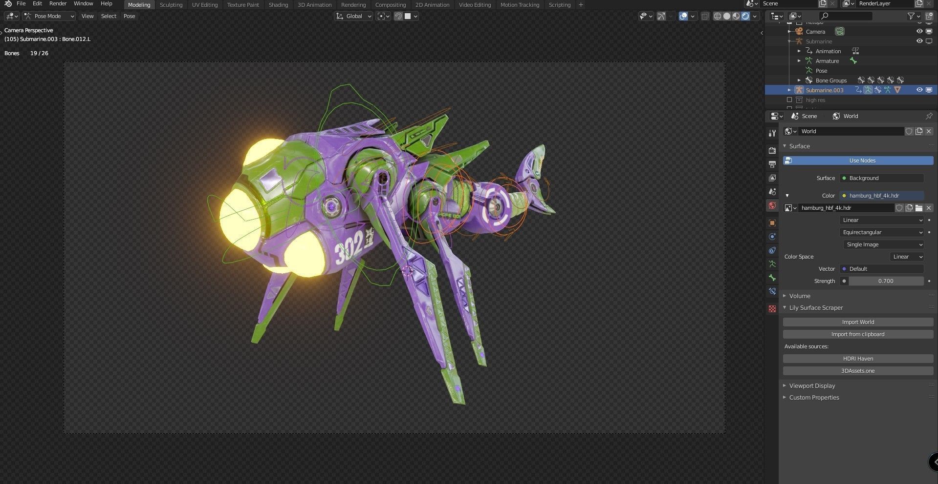 Sci-fi Underwater Drone - Stylized Submarine Low-poly 3D model_5