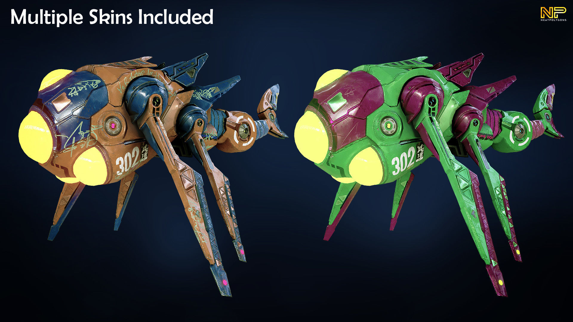 Sci-fi Underwater Drone - Stylized Submarine Low-poly 3D model_4