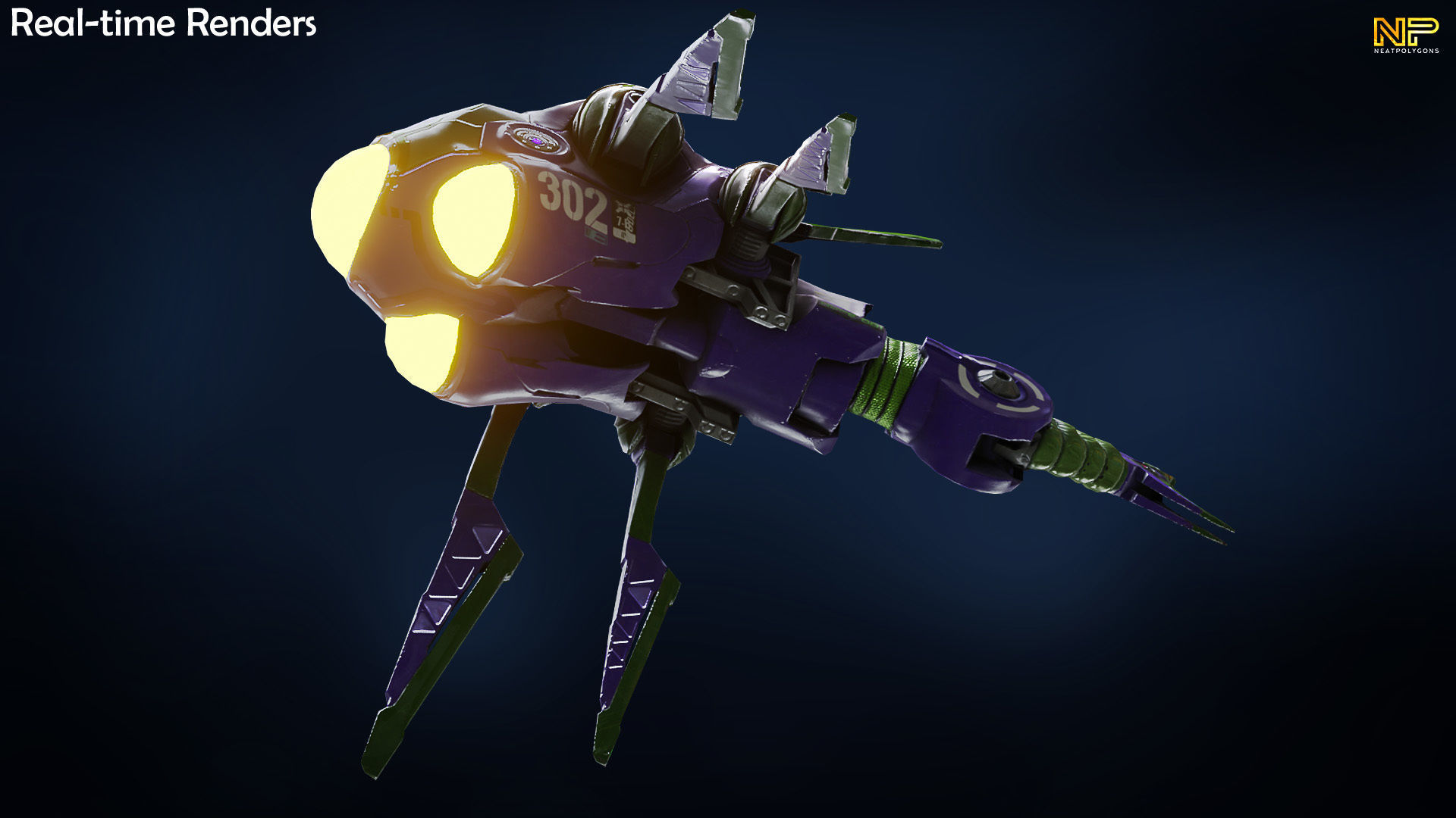 Sci-fi Underwater Drone - Stylized Submarine Low-poly 3D model_11