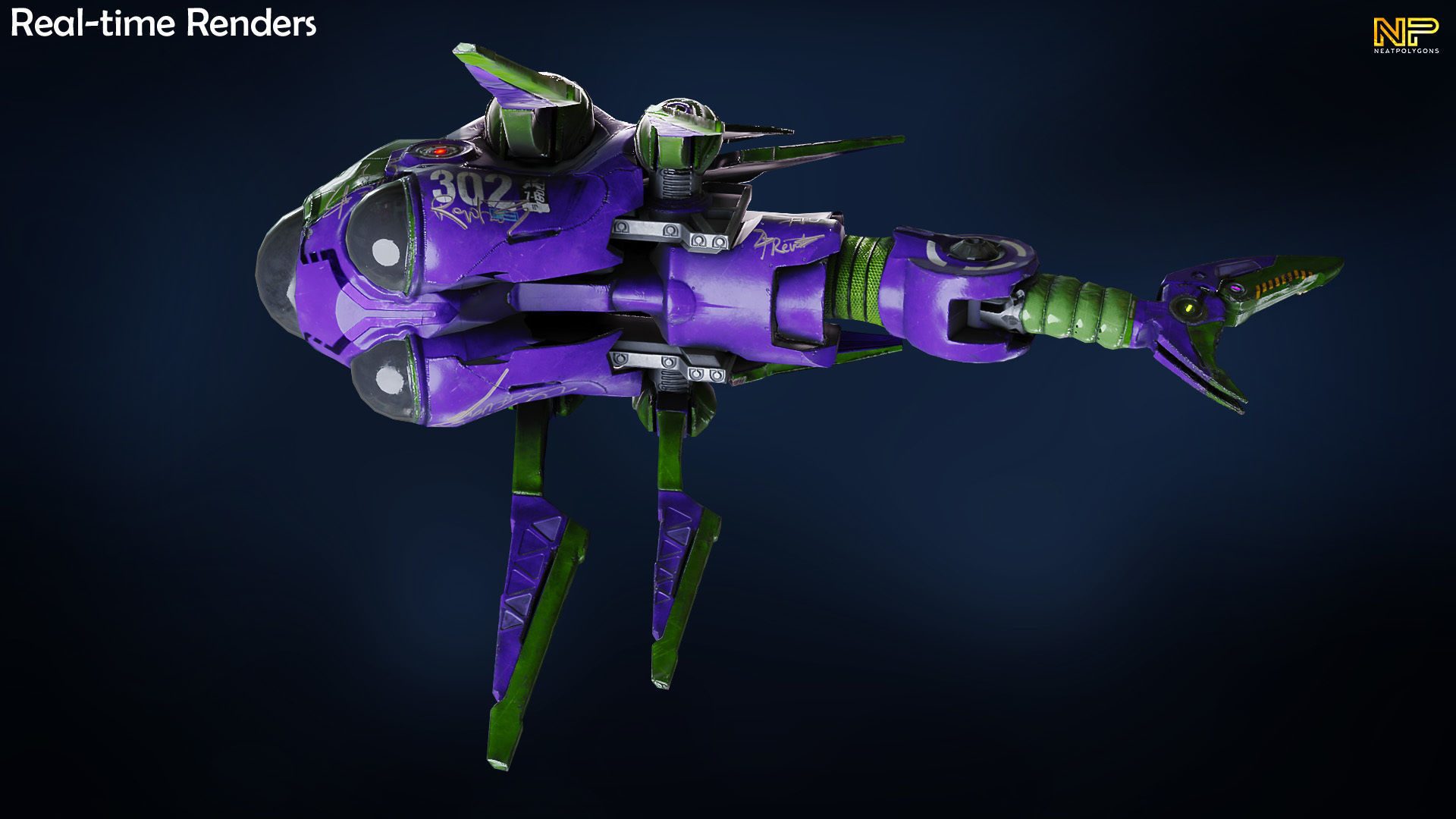 Sci-fi Underwater Drone - Stylized Submarine Low-poly 3D model_9