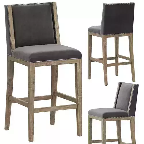 Restoration Hardware Ames Leather Armless Bar Stool
