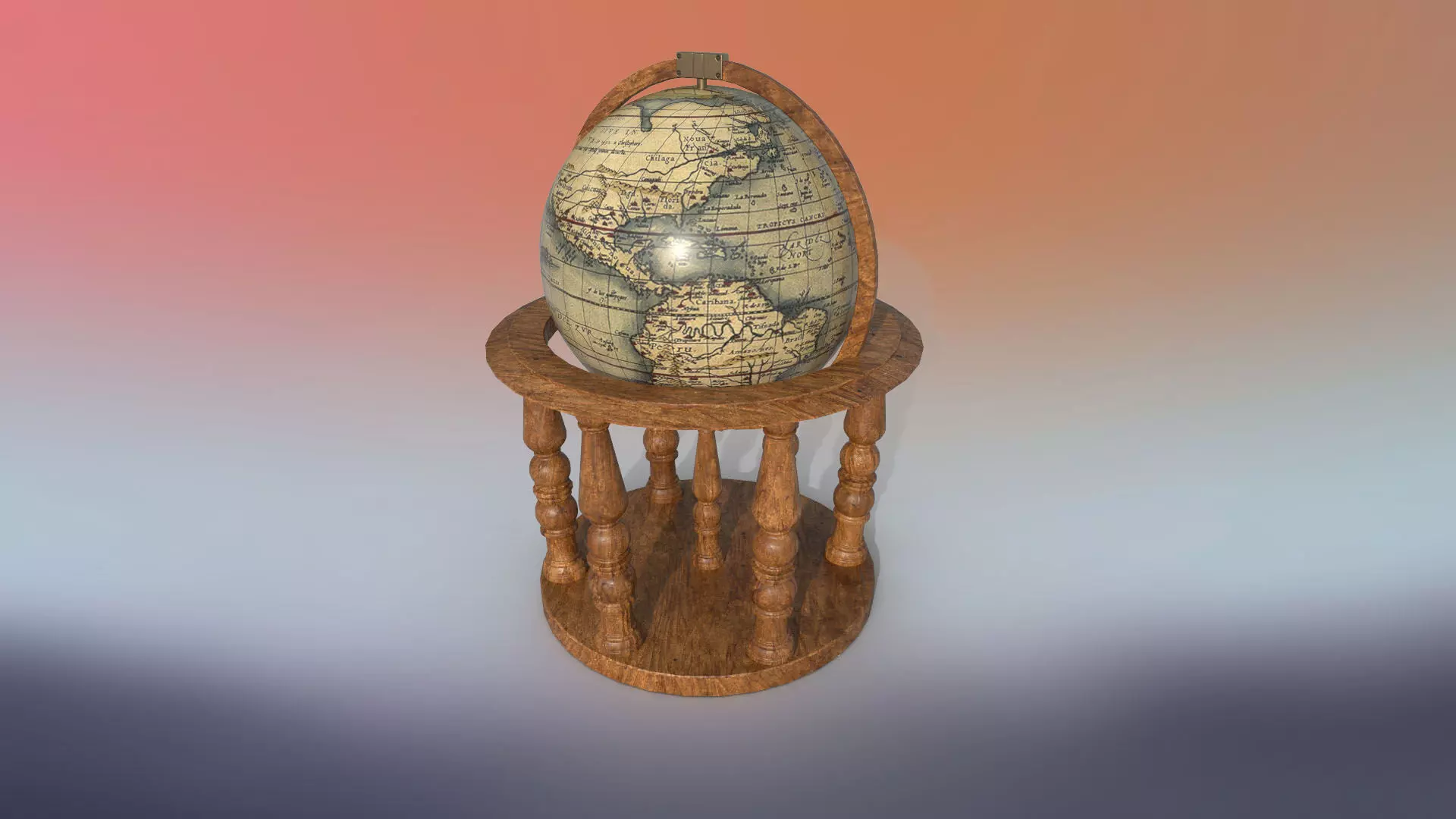 Globe world map PBR low-poly 3D model Low-poly 3D model_0