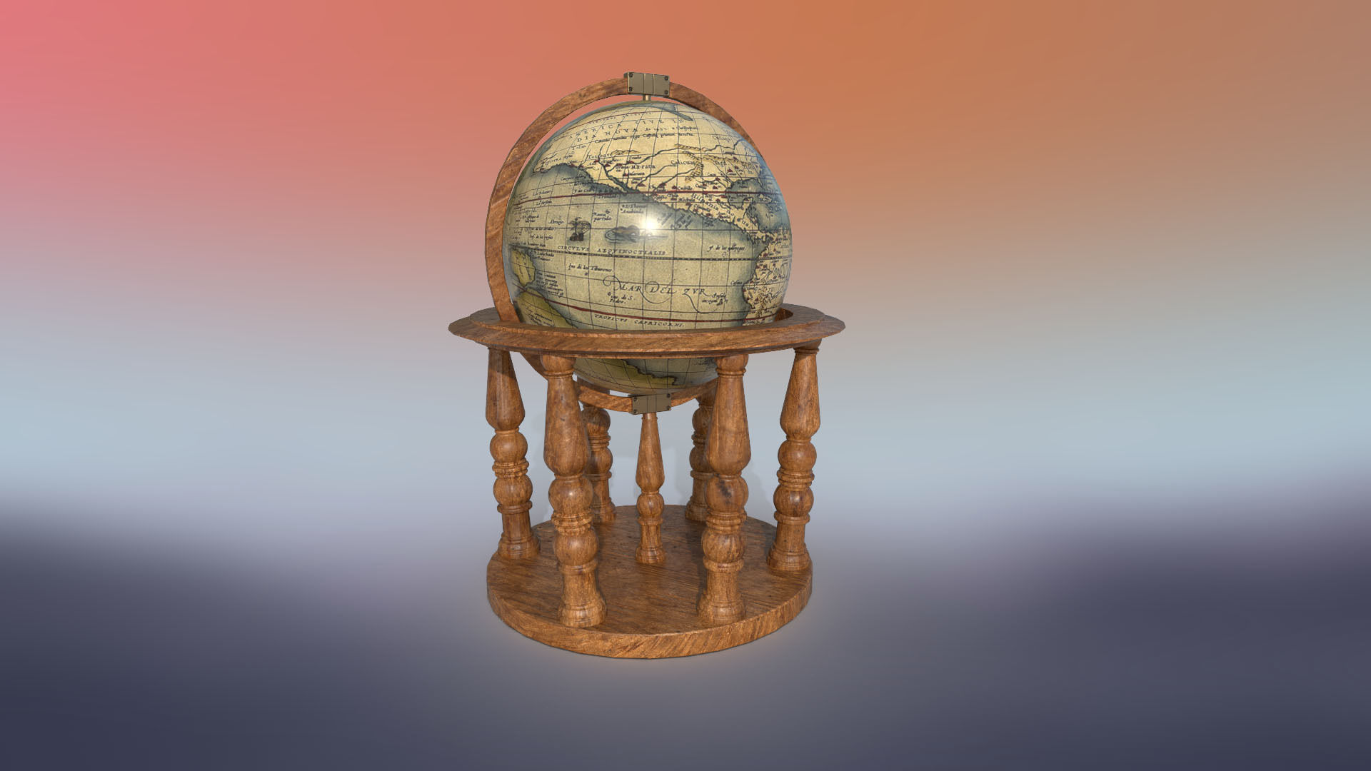 Globe world map PBR low-poly 3D model Low-poly 3D model_1