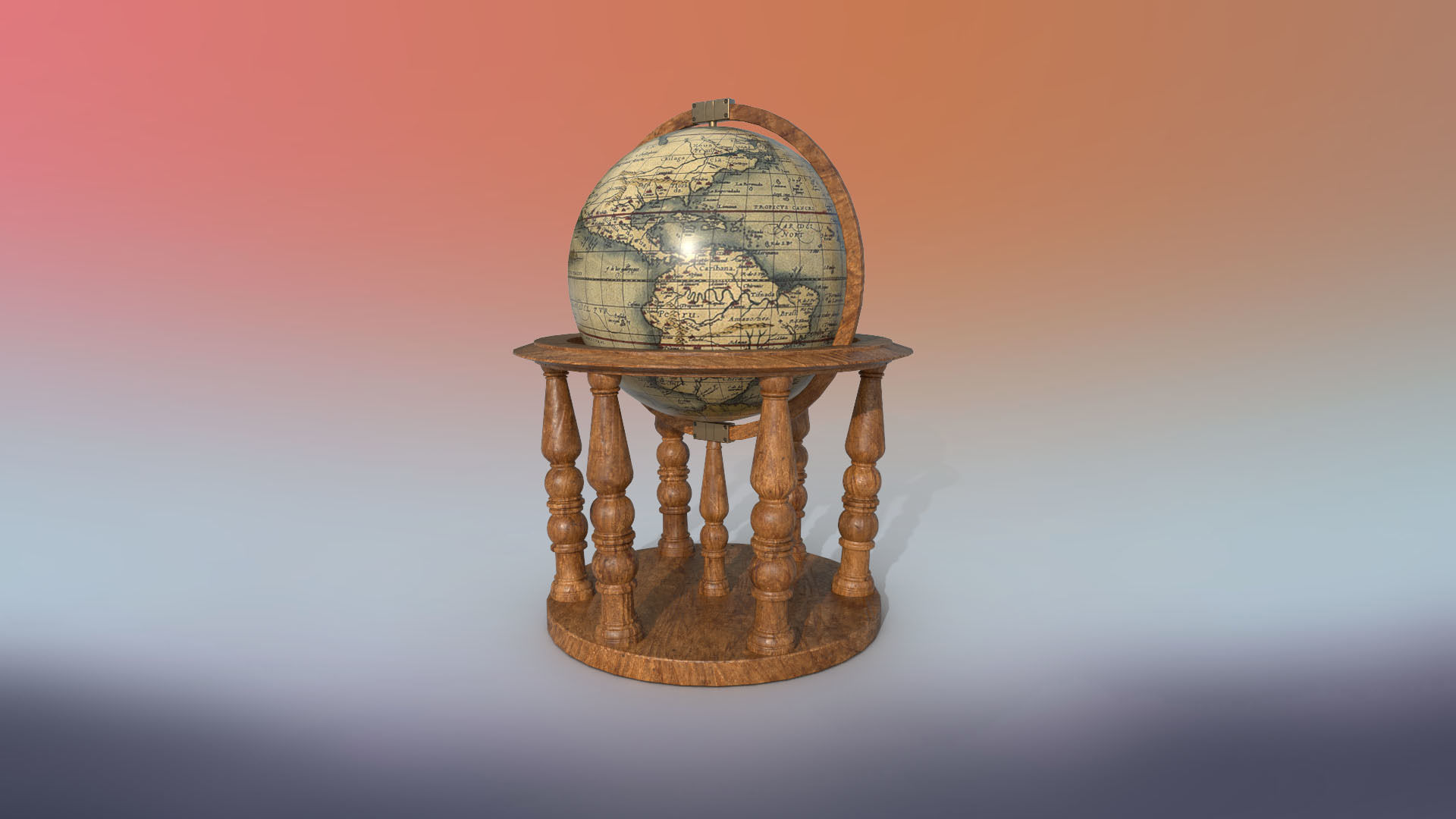 Globe world map PBR low-poly 3D model Low-poly 3D model_2