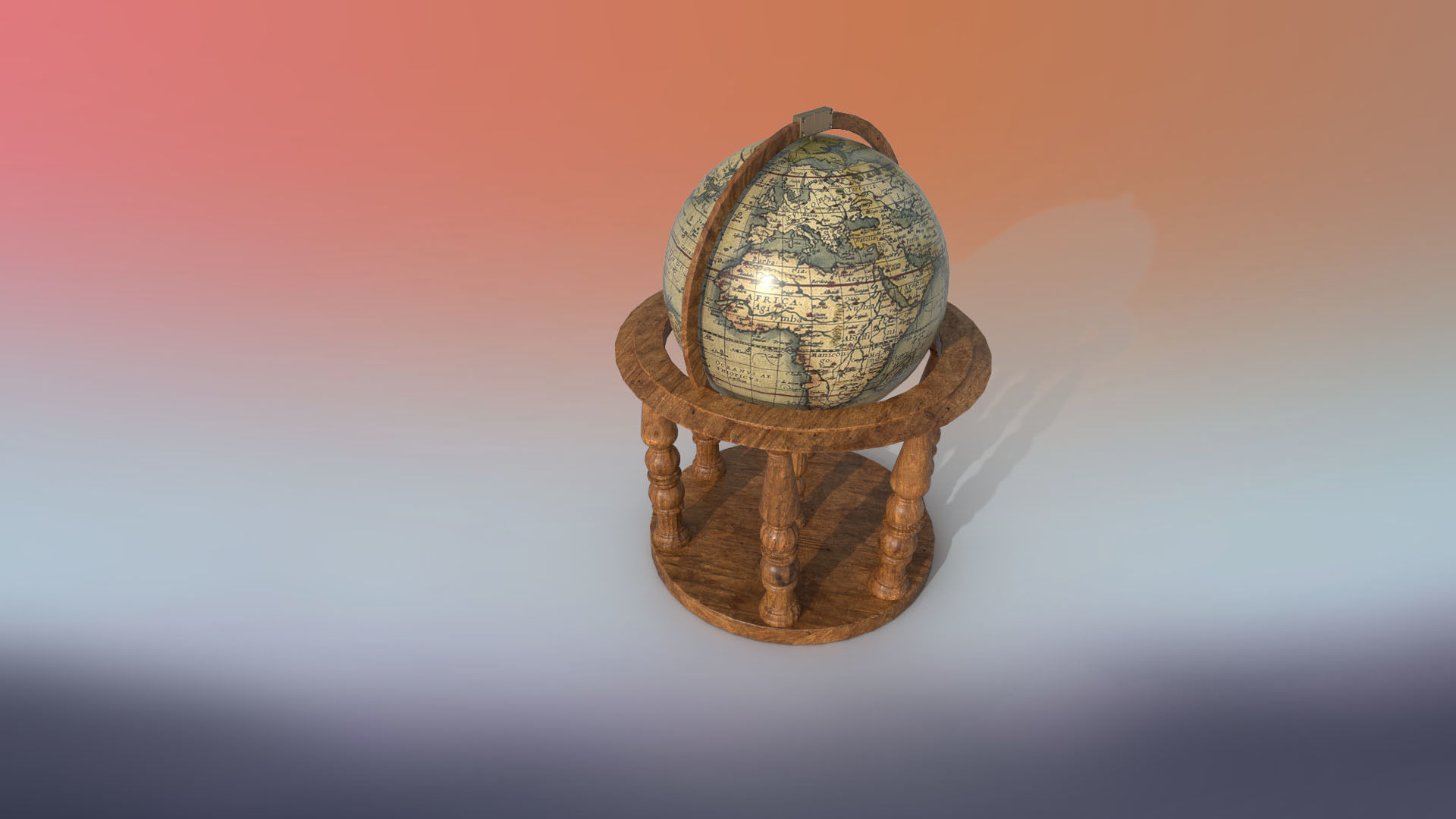 Globe world map PBR low-poly 3D model Low-poly 3D model_3