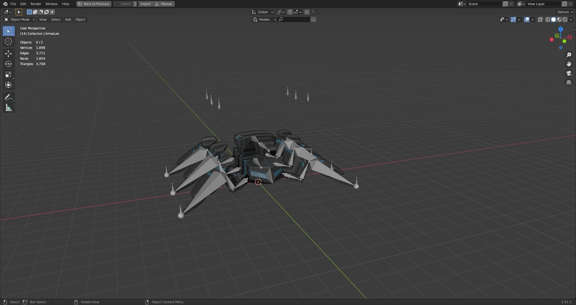 Robot Spider Model 3D  Rigged - Low poly for game Low-poly 3D model_1