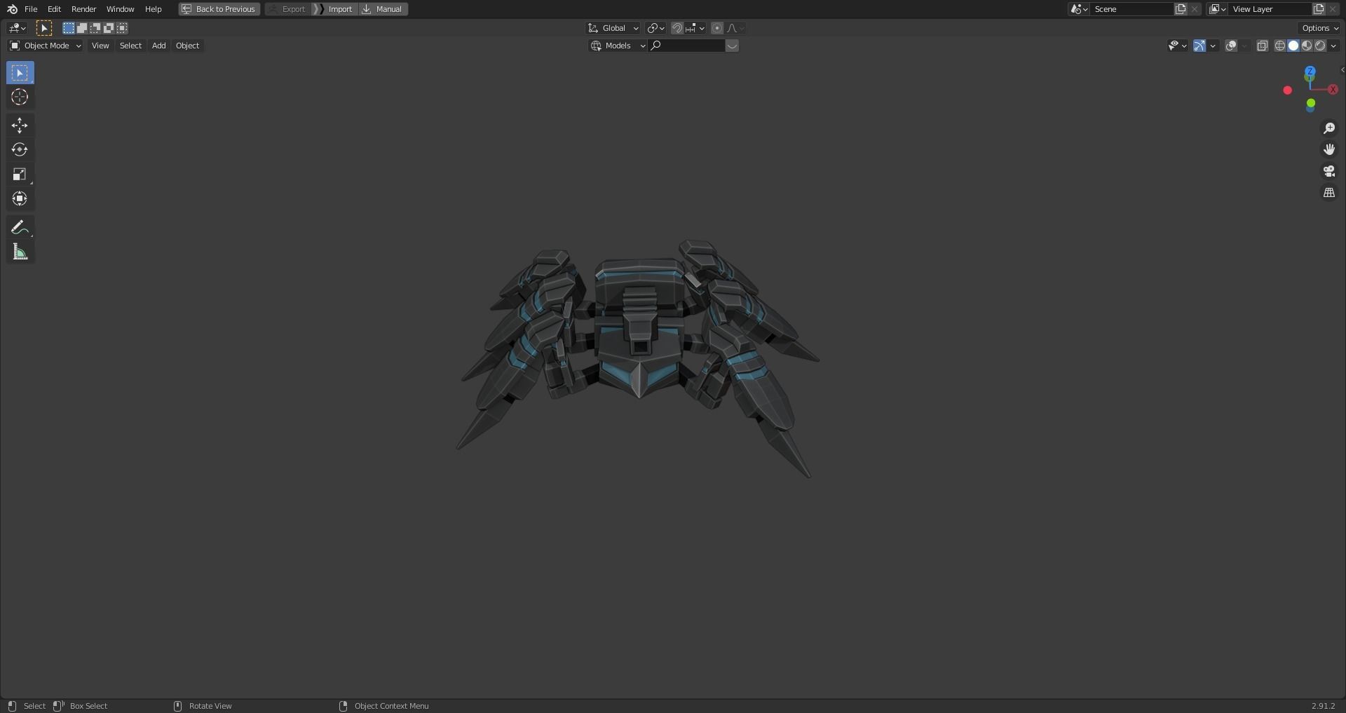 Robot Spider Model 3D  Rigged - Low poly for game Low-poly 3D model_3