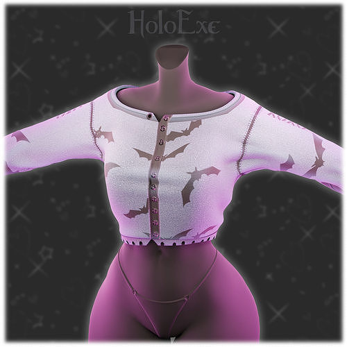 Cropped Bat Sweater Low-poly 3D model