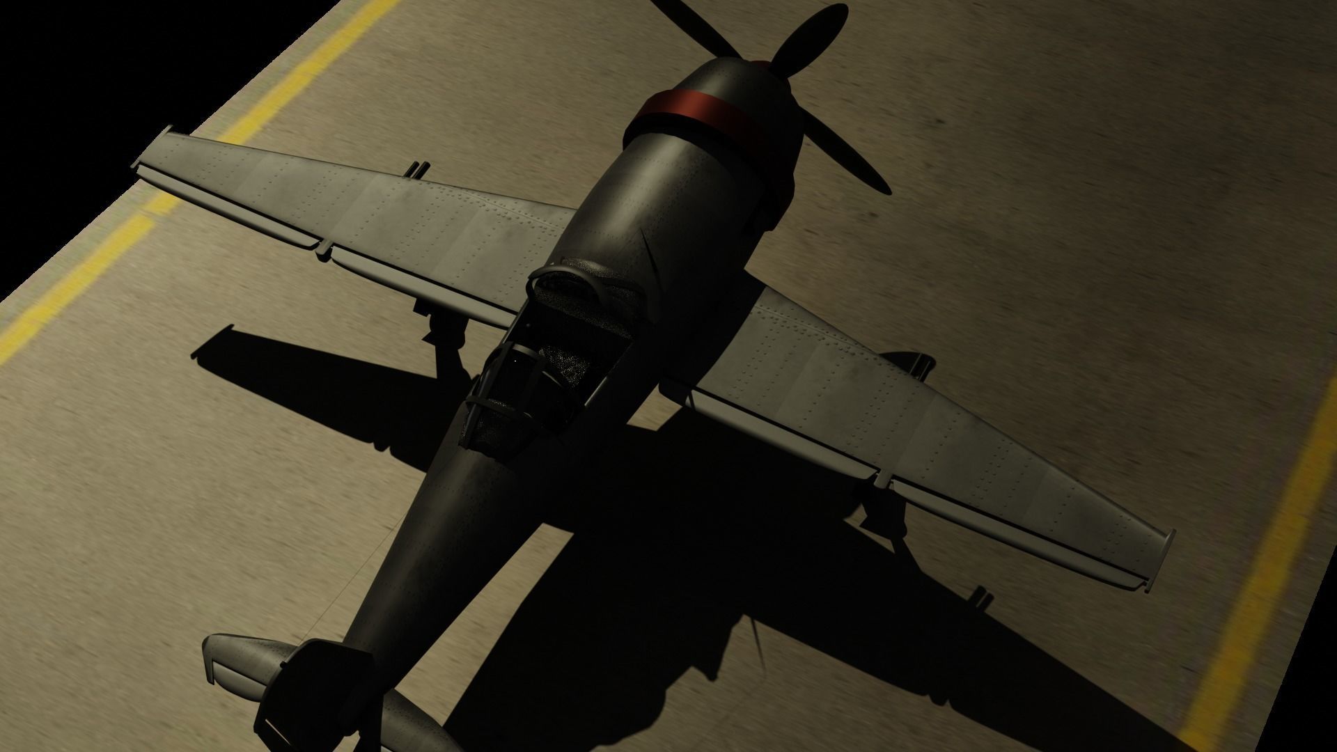 Fighter plane with propellers 3D model_1