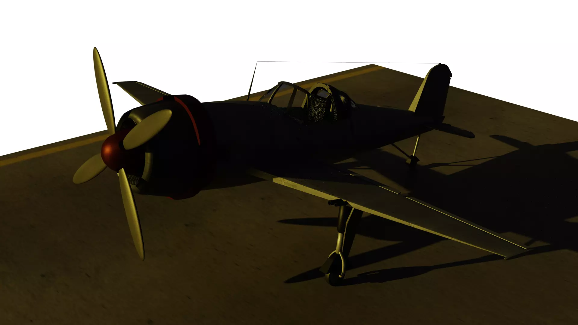 Fighter plane with propellers 3D model_0
