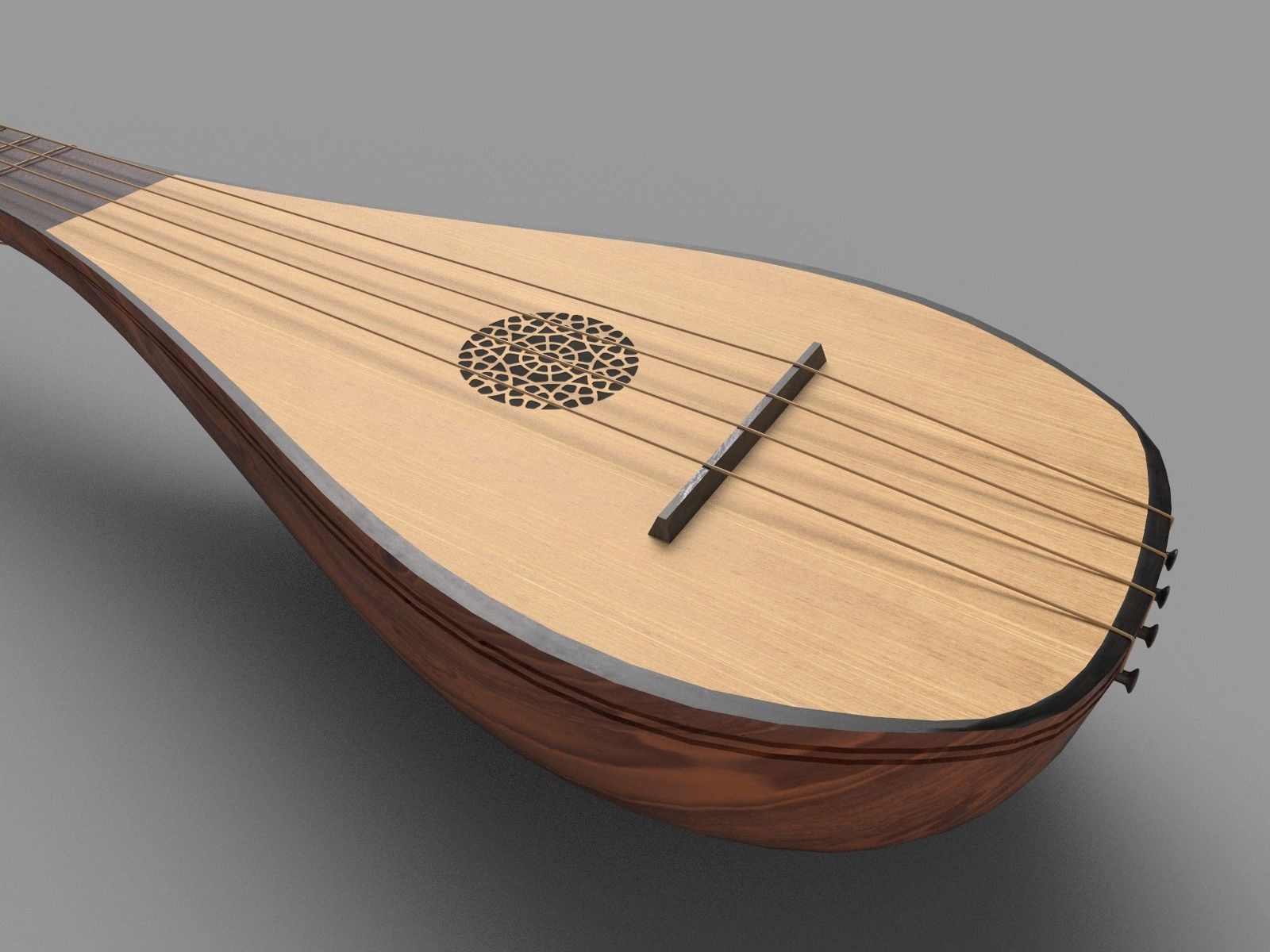 Gittern lute 3D model_5
