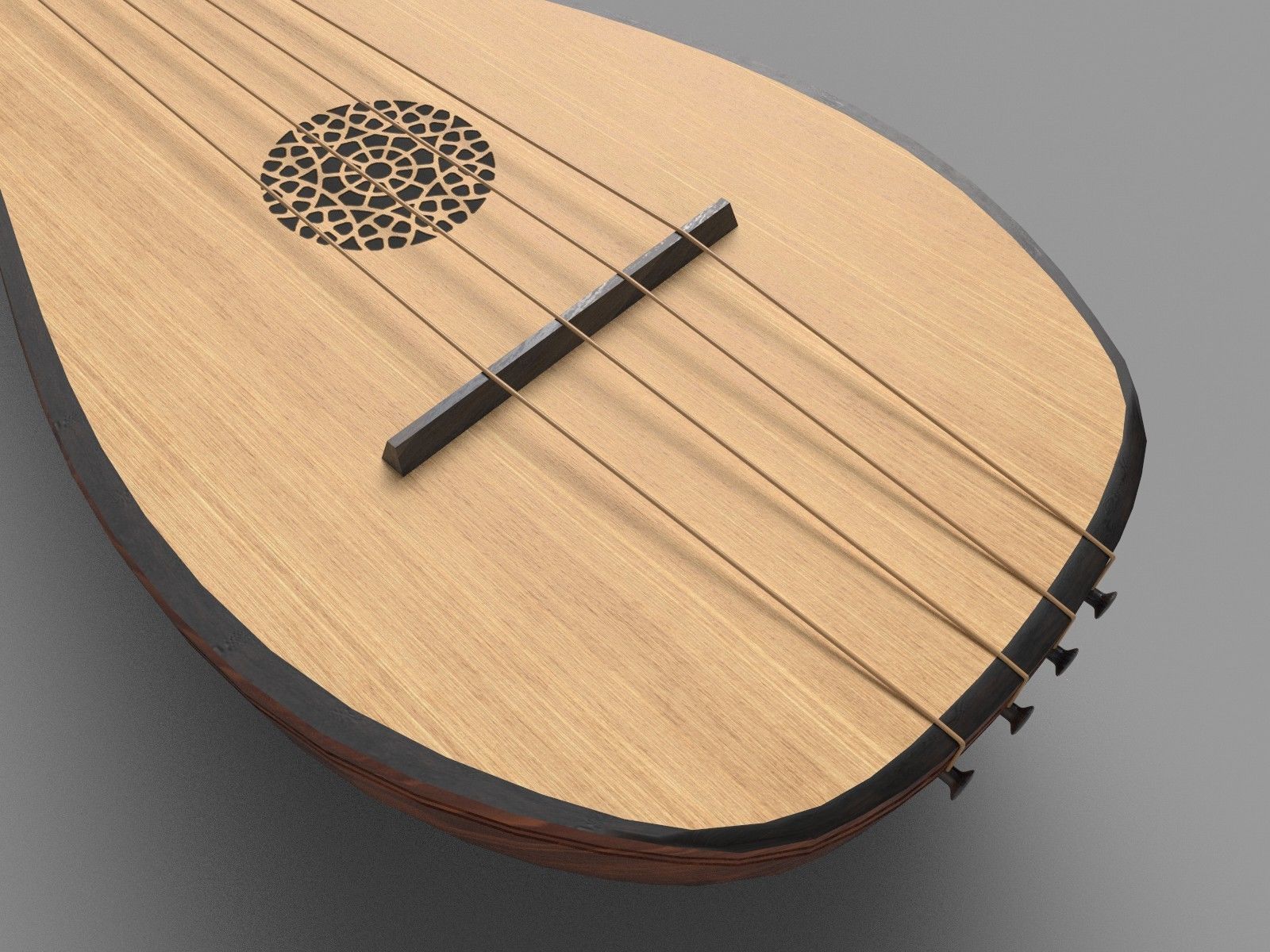 Gittern lute 3D model_1