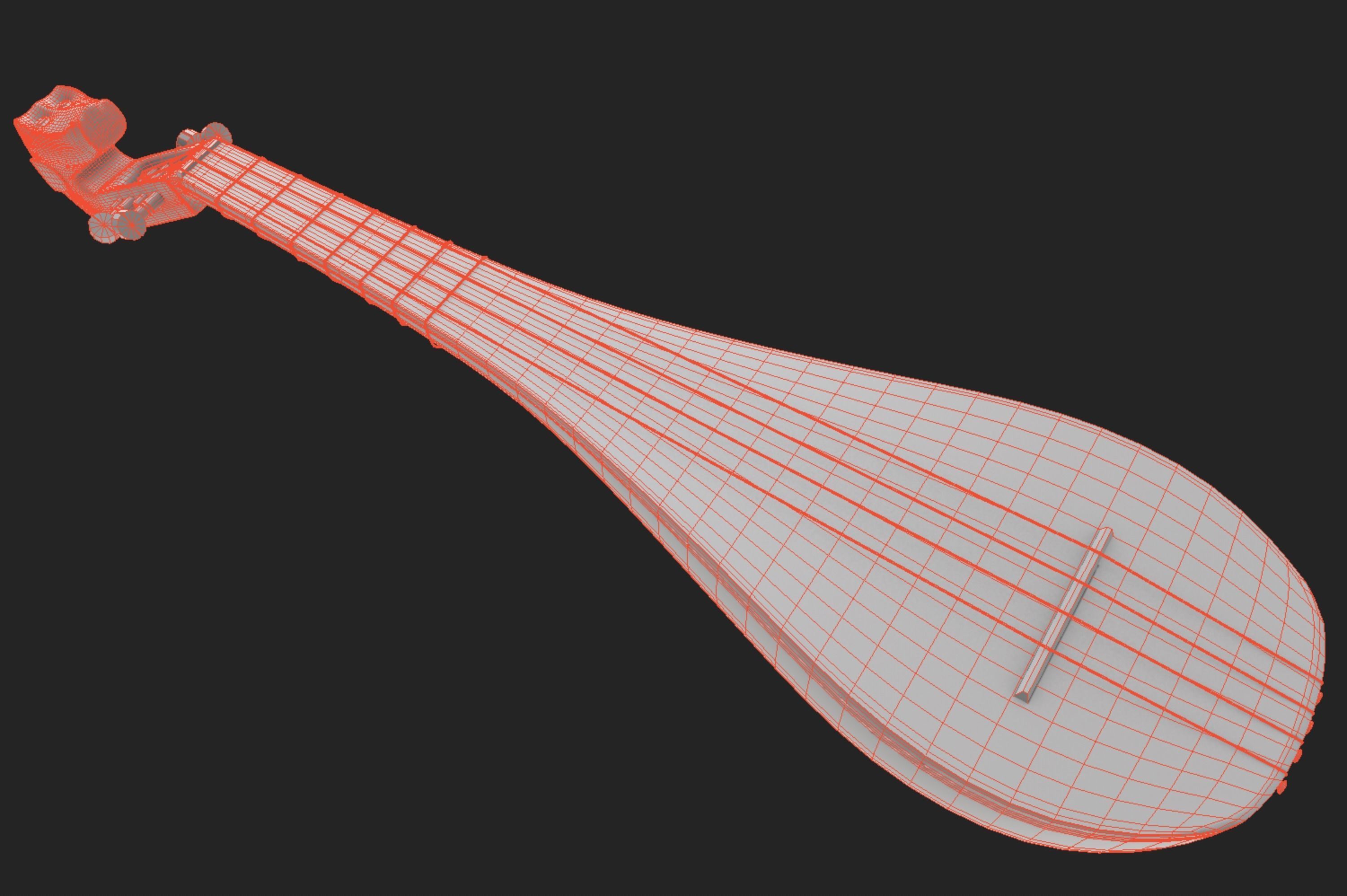 Gittern lute 3D model_6