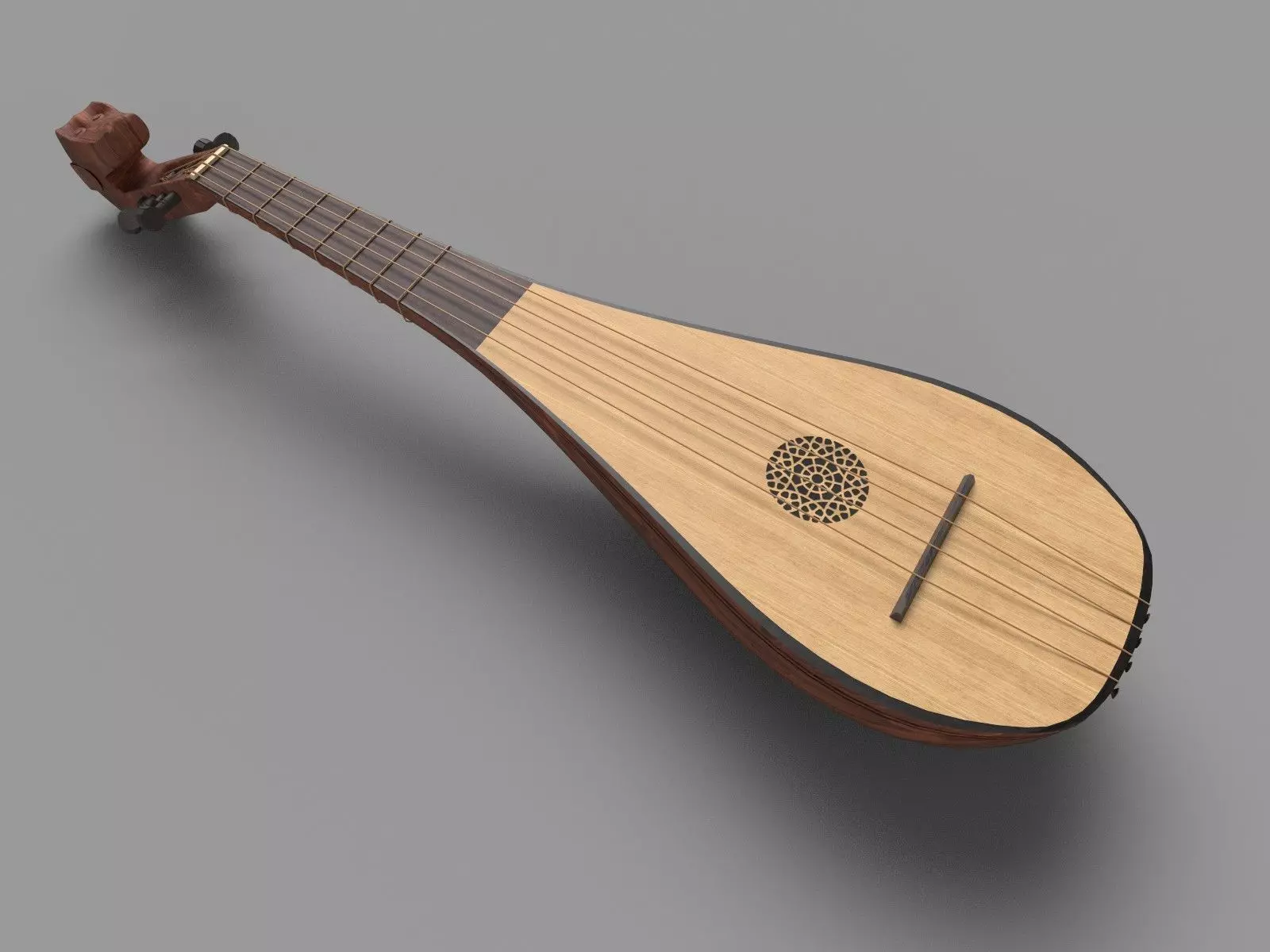 Gittern lute 3D model_0