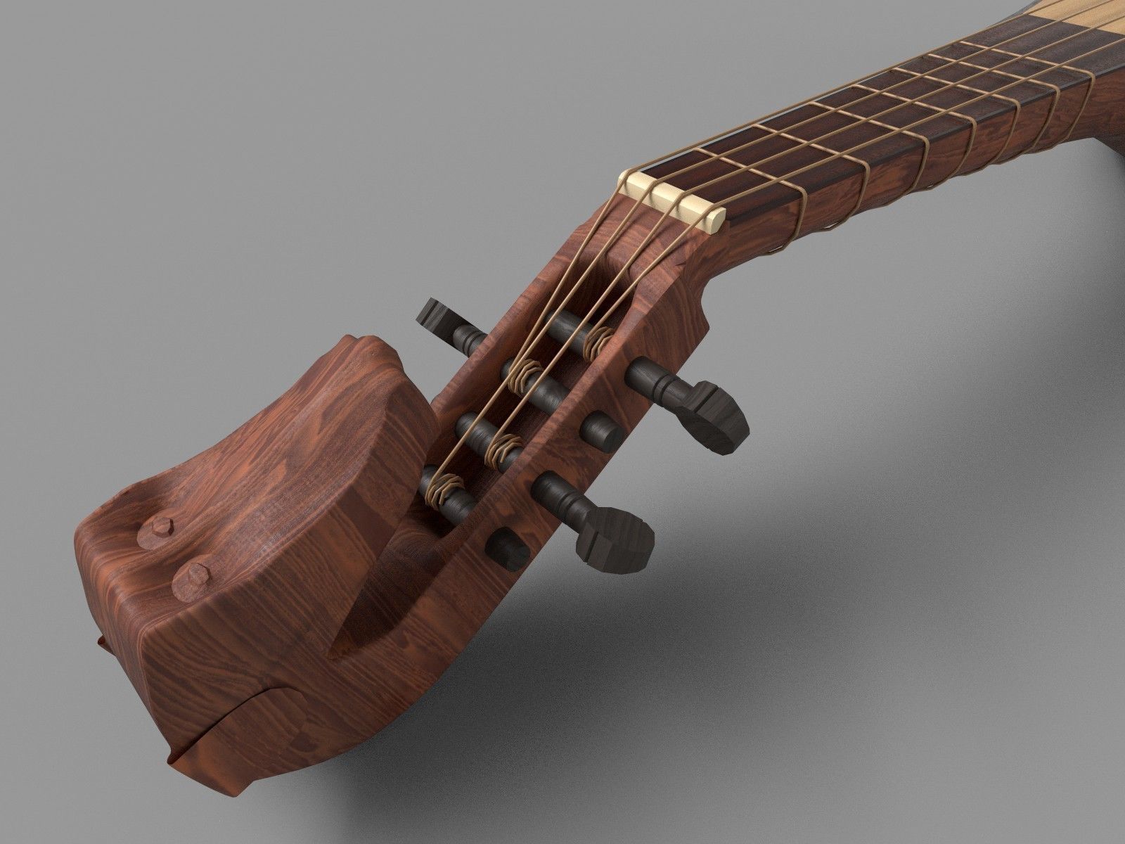 Gittern lute 3D model_2