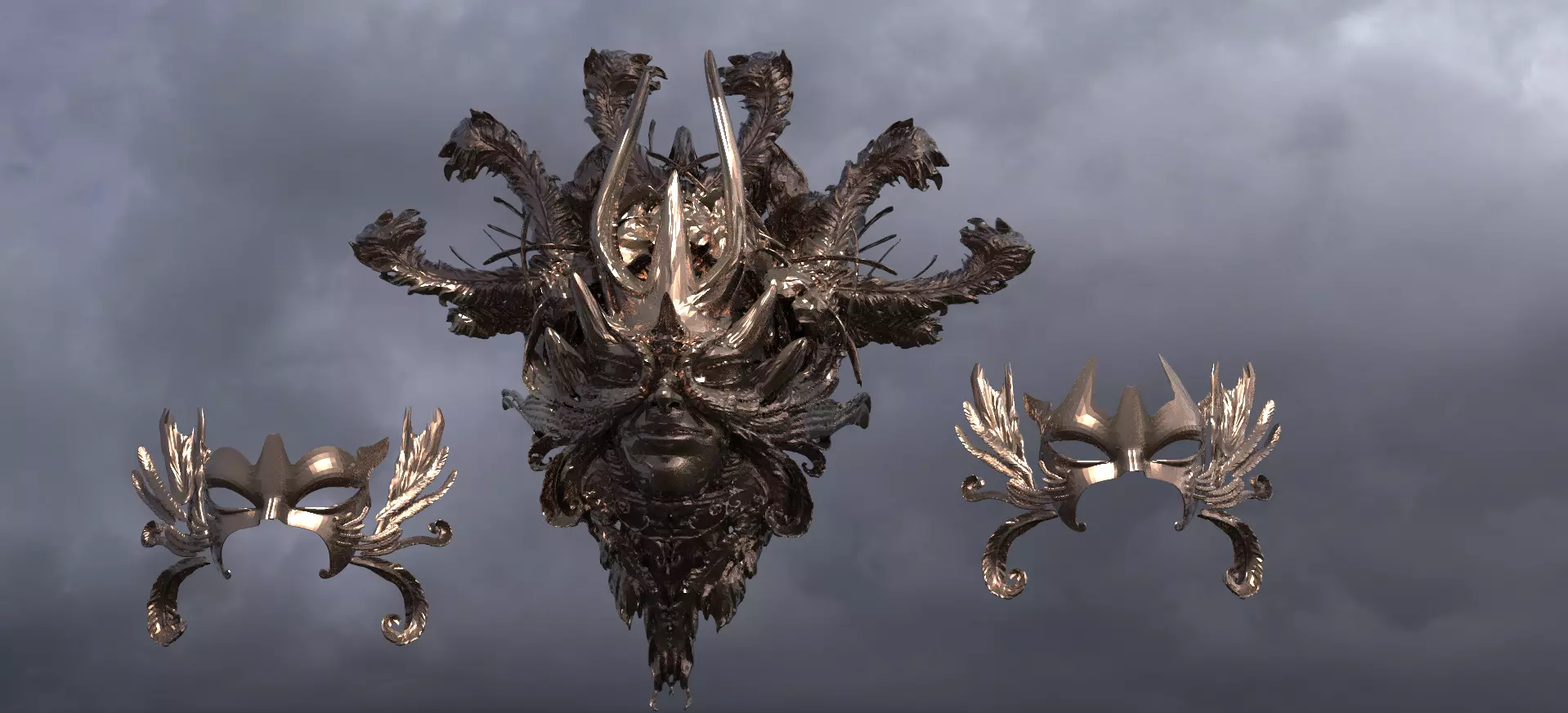 Baroque Mask and Shield Collection 1 3D model_0