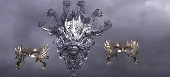Baroque Mask and Shield Collection 2 3D model