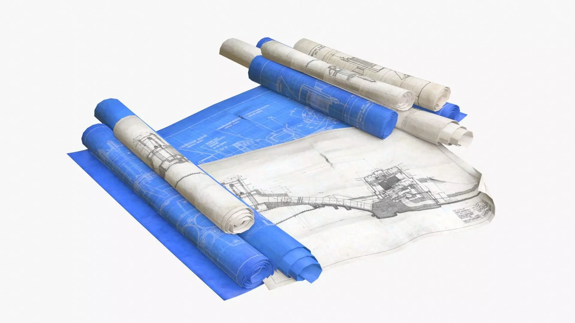 Technical Blueprints Low-poly 3D model_0