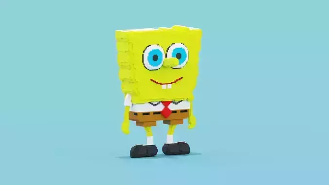 Voxel Spongebob SquarePants Low-poly 3D model