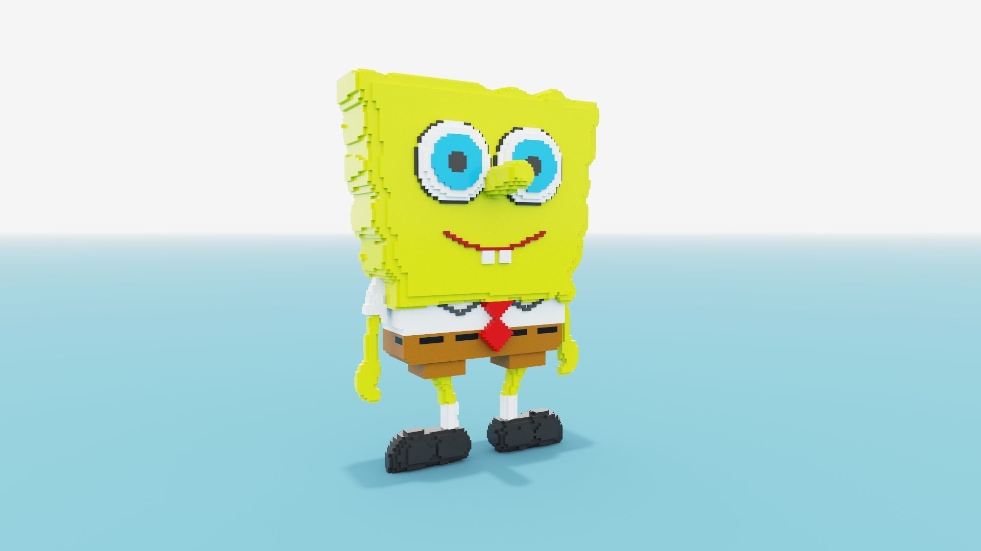 Voxel Spongebob SquarePants Low-poly 3D model_16