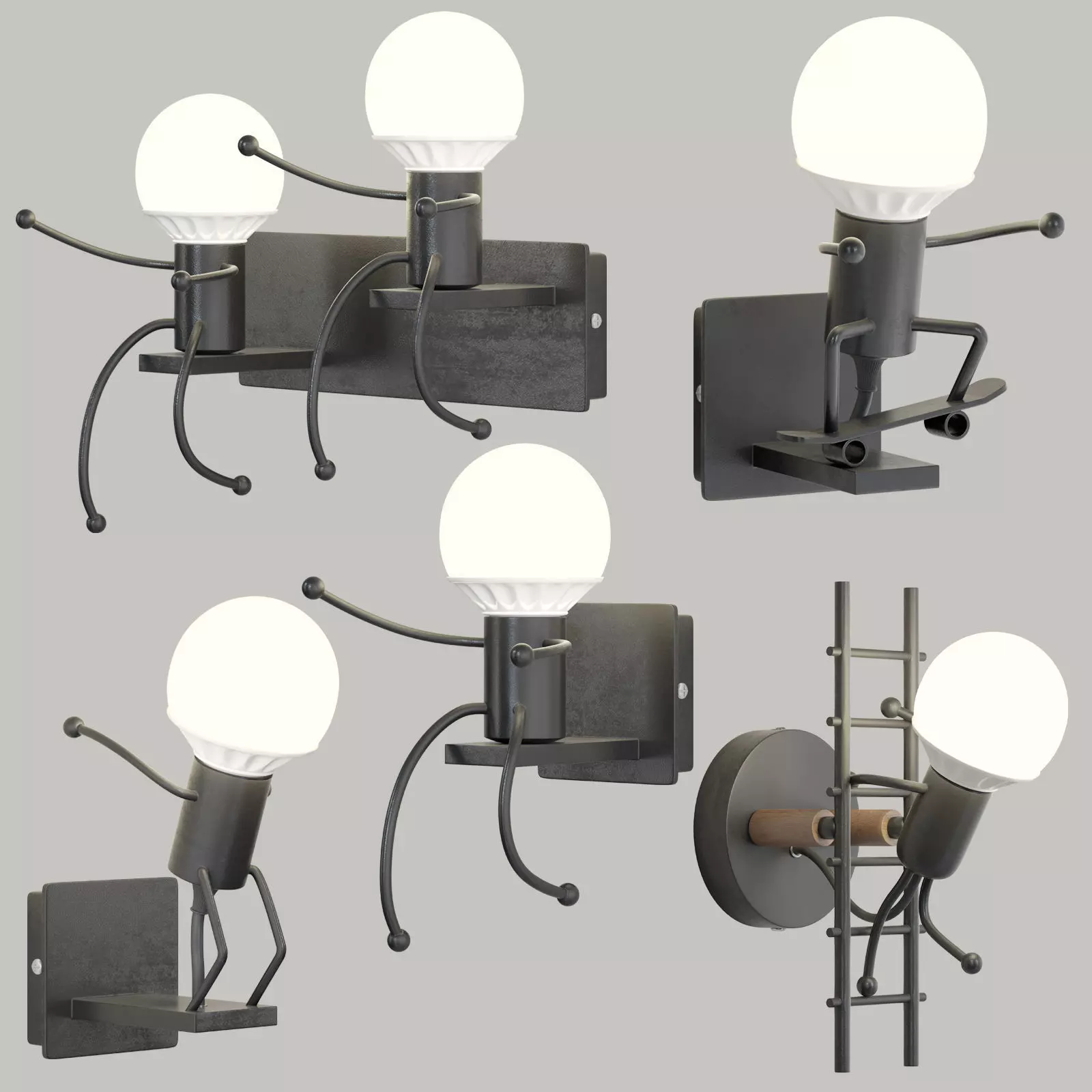 Creative Little Man Lamp 3D model_0