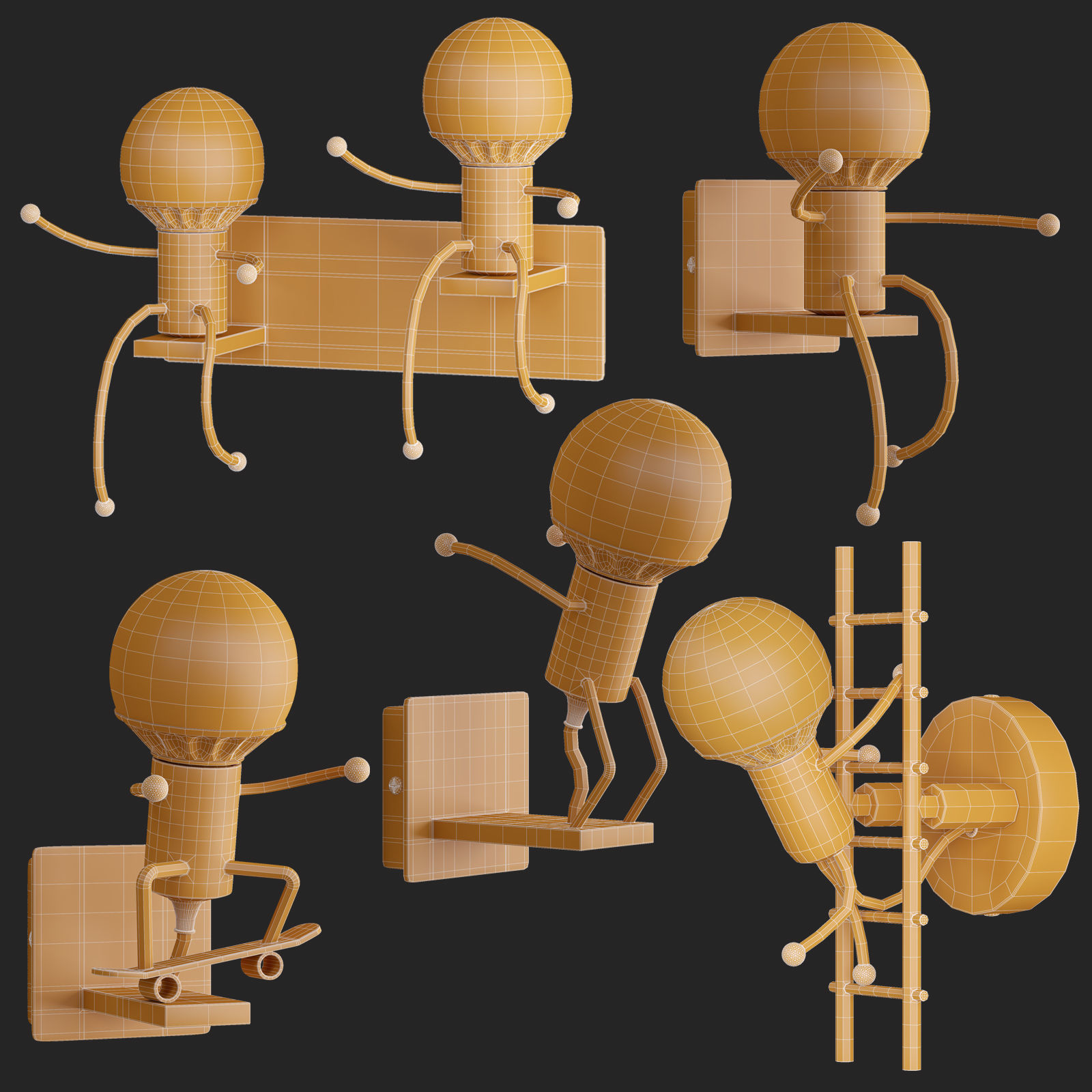 Creative Little Man Lamp 3D model_6