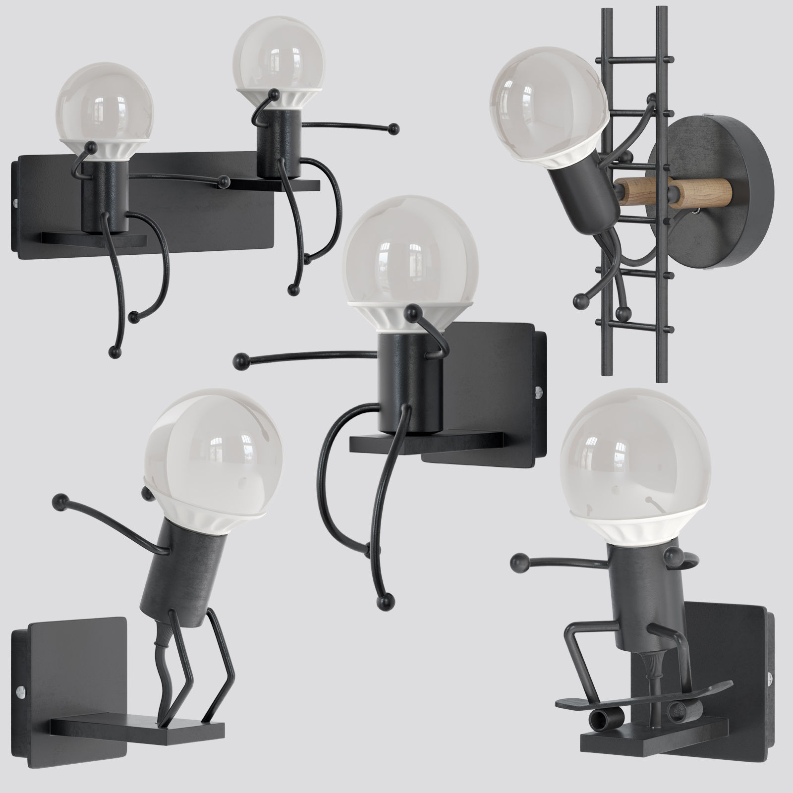 Creative Little Man Lamp 3D model_1