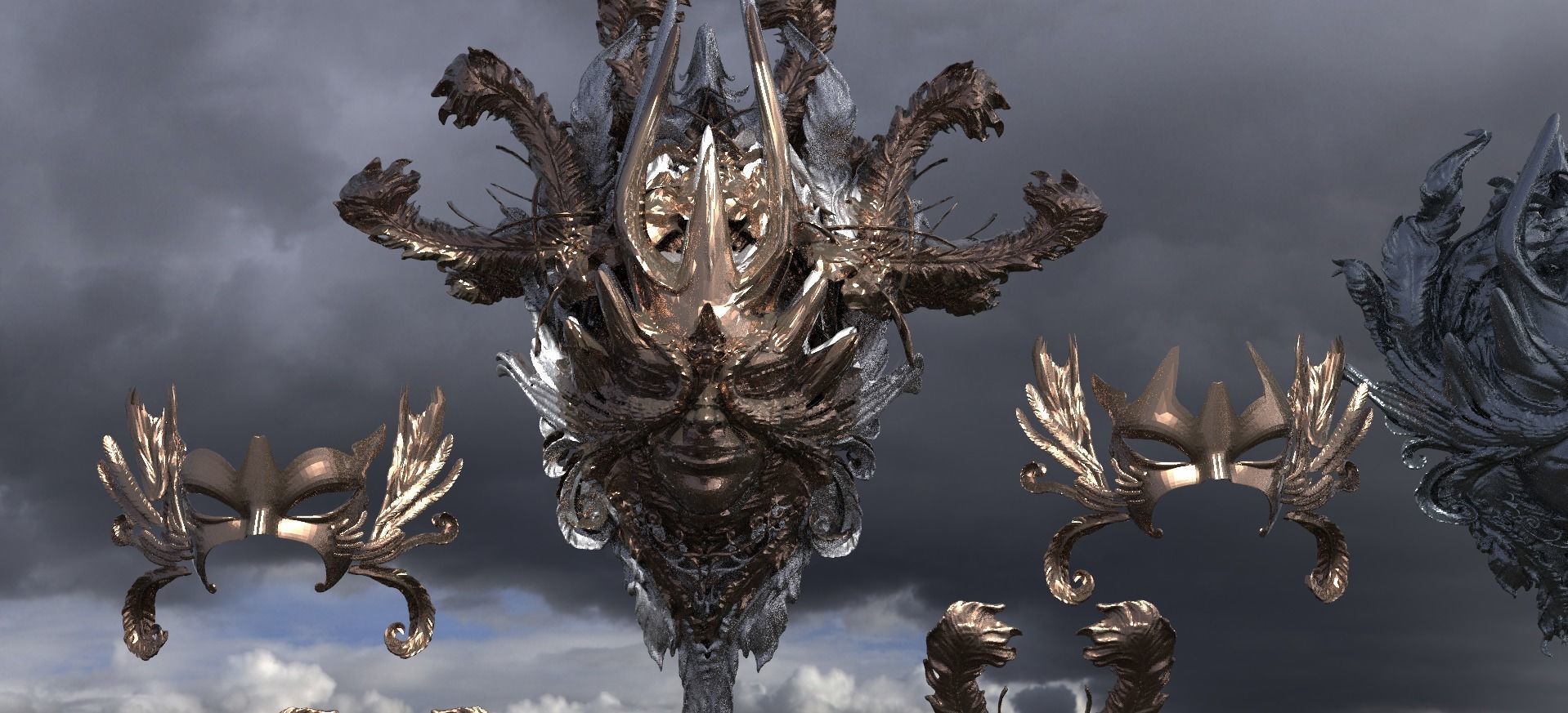 Ancient Greek Mask and Shield Collection 7  3D model_1