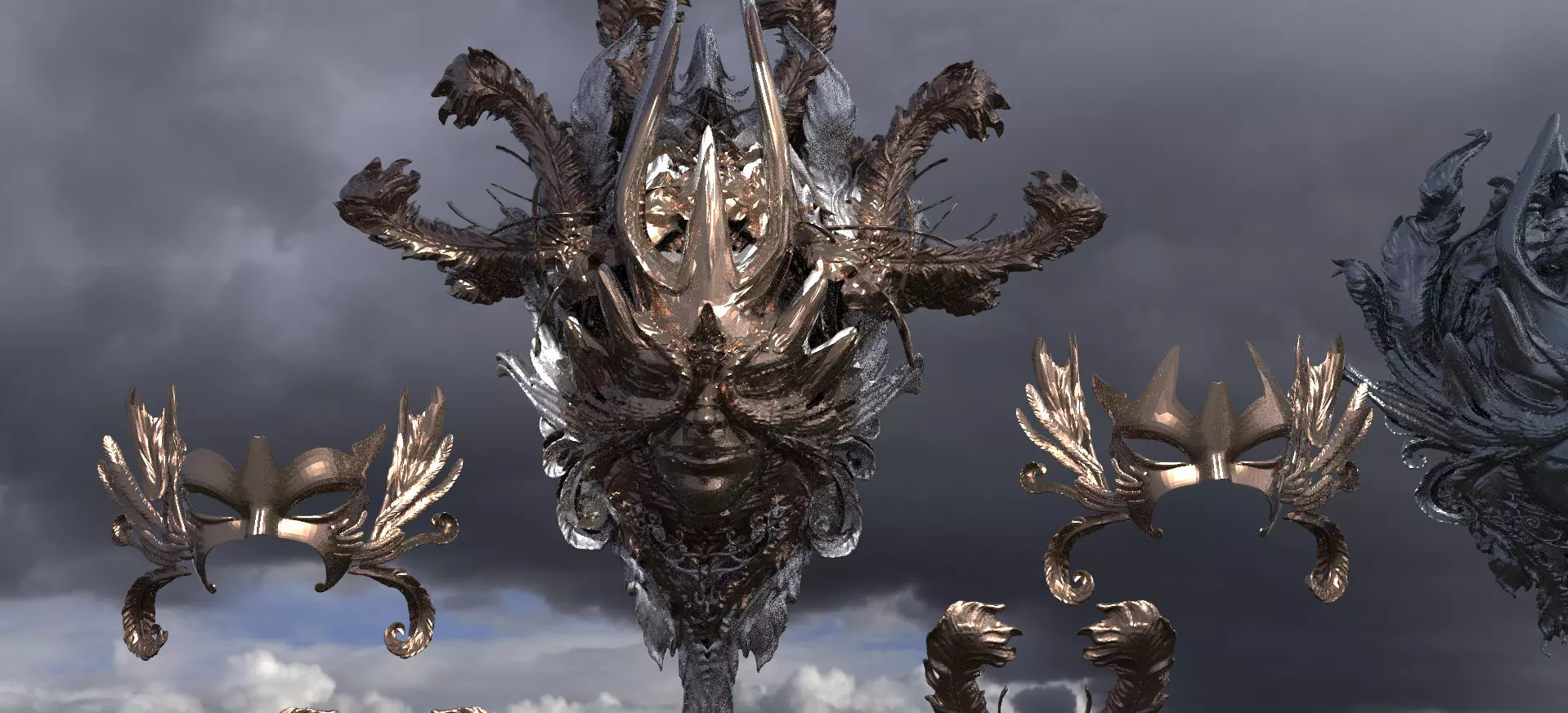 Ancient Greek Mask and Shield Collection 7  3D model_0