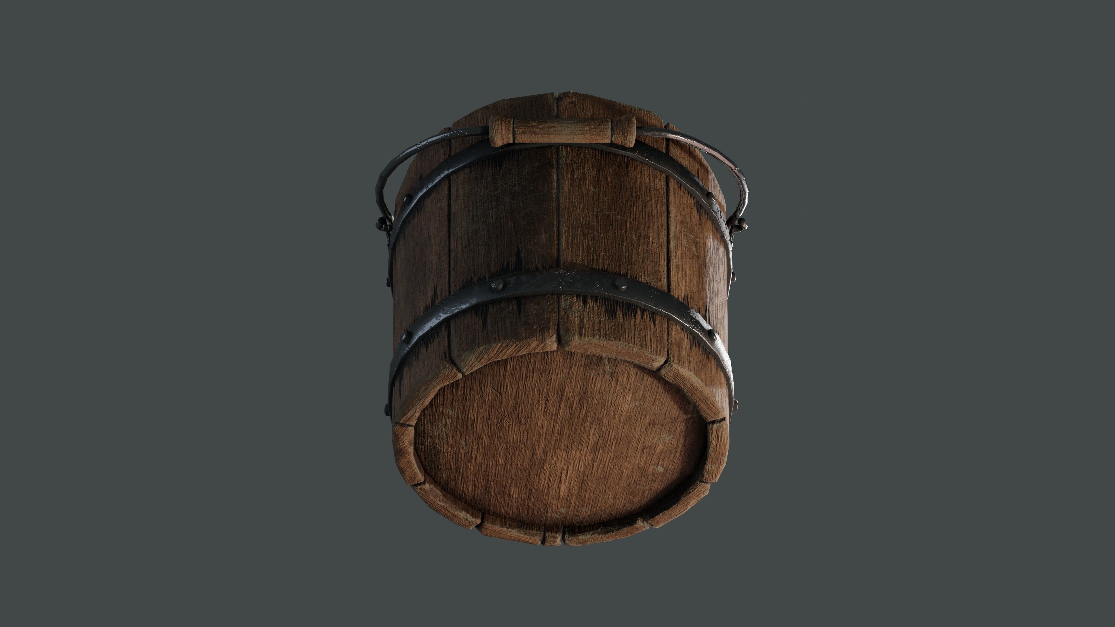 old wooden bucket  Low-poly 3D model_4