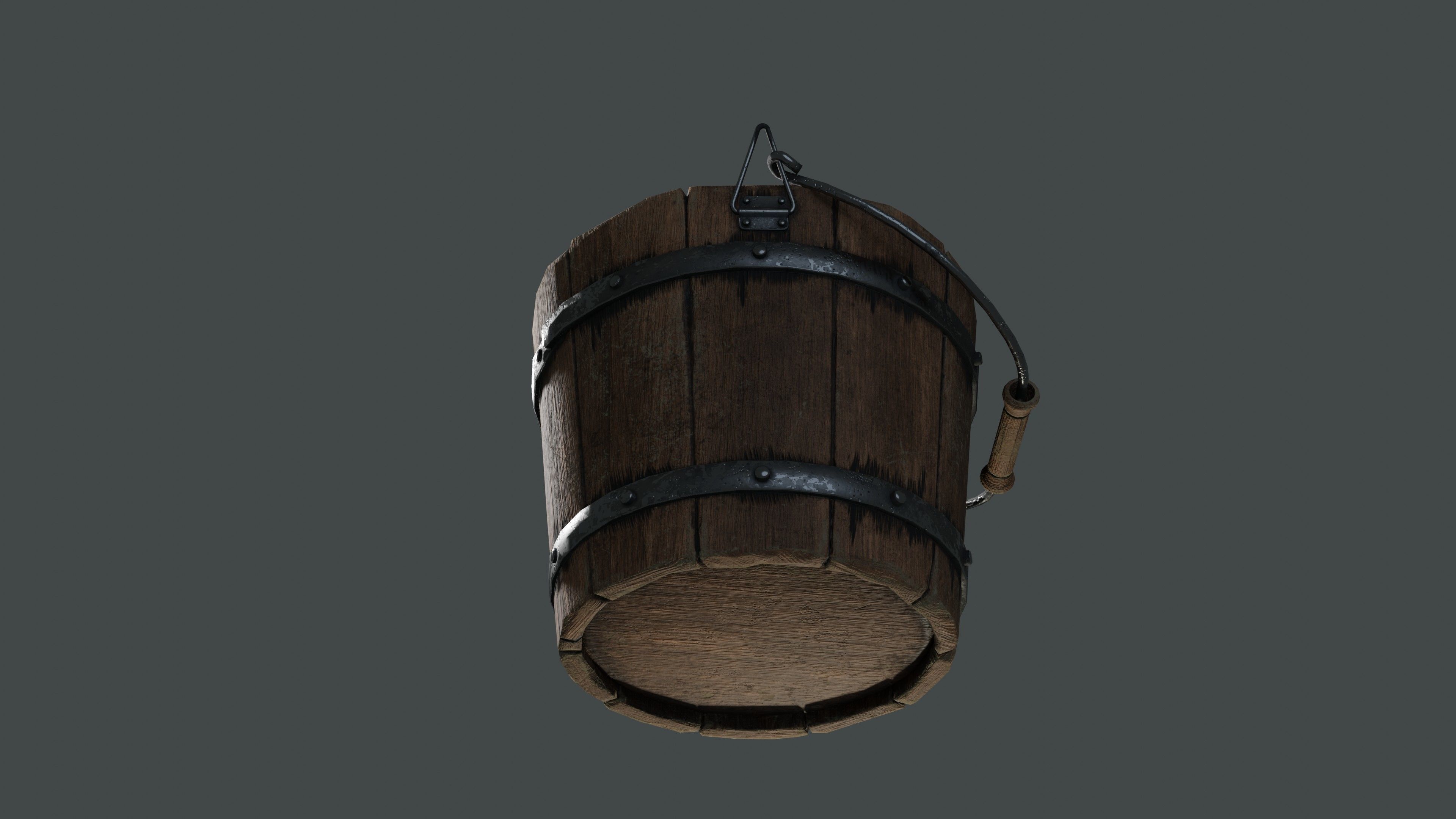 old wooden bucket  Low-poly 3D model_6
