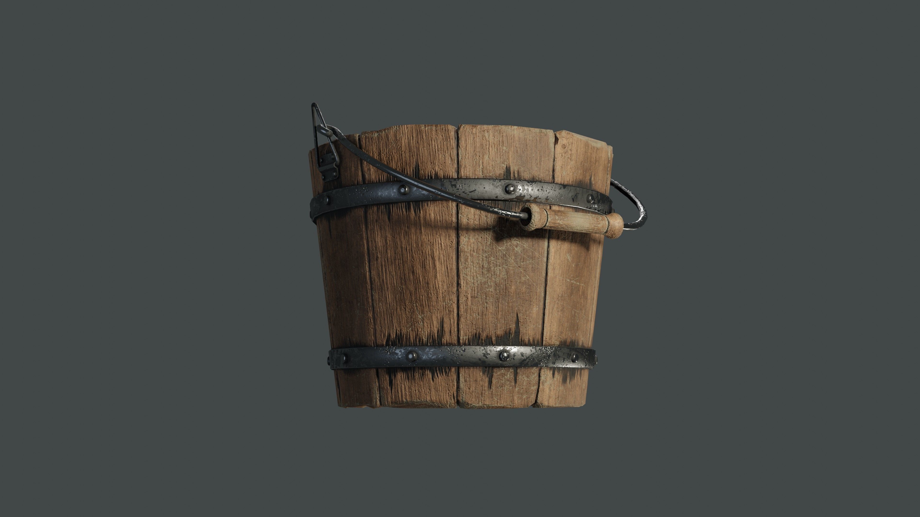 old wooden bucket  Low-poly 3D model_11