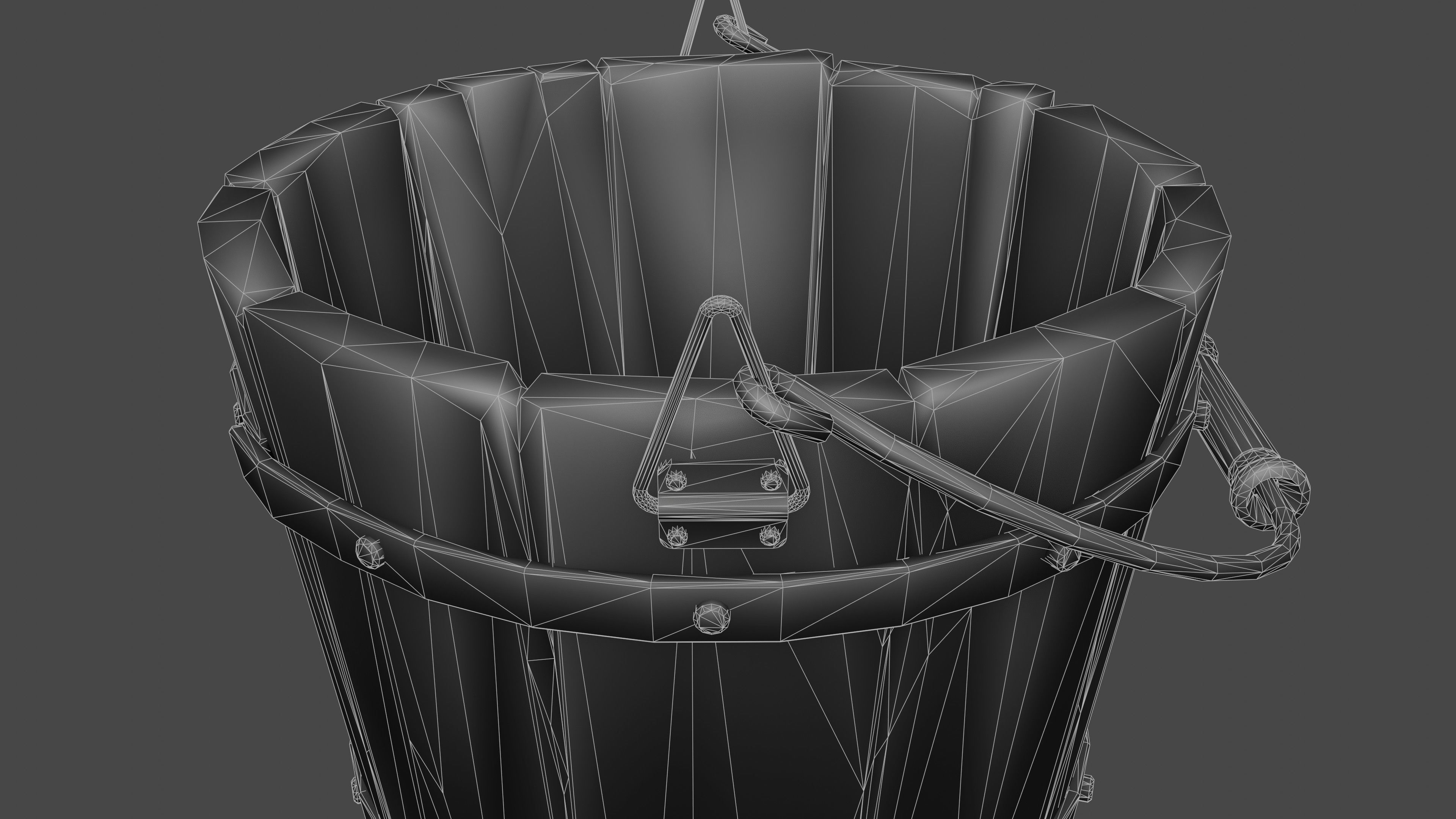 old wooden bucket  Low-poly 3D model_18