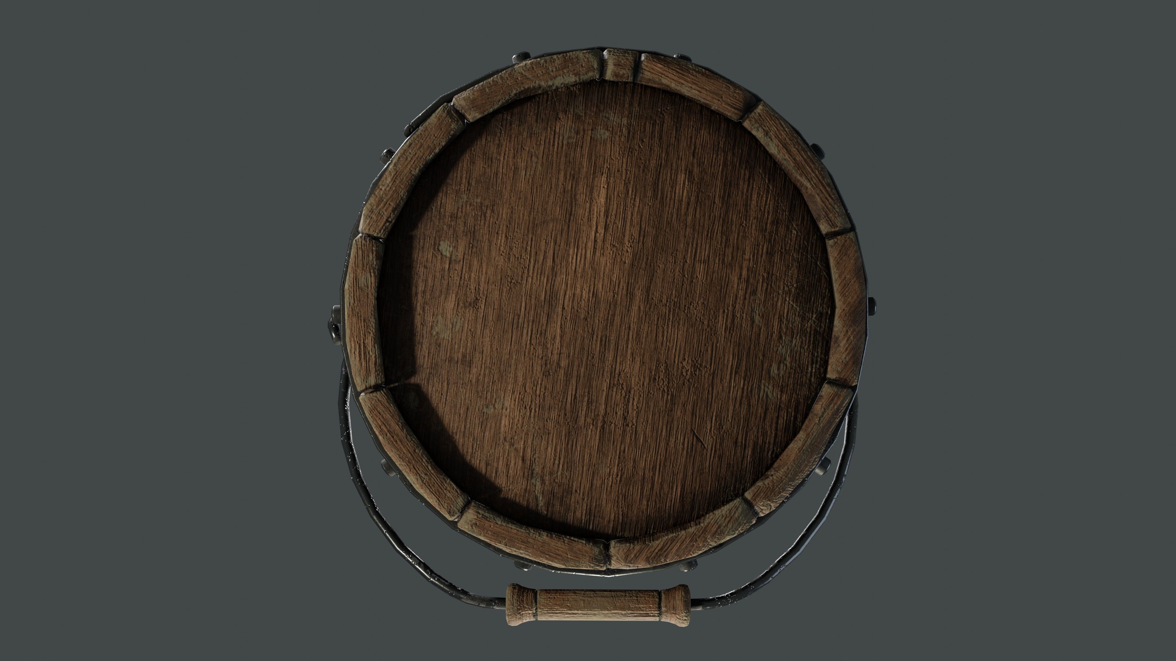 old wooden bucket  Low-poly 3D model_8
