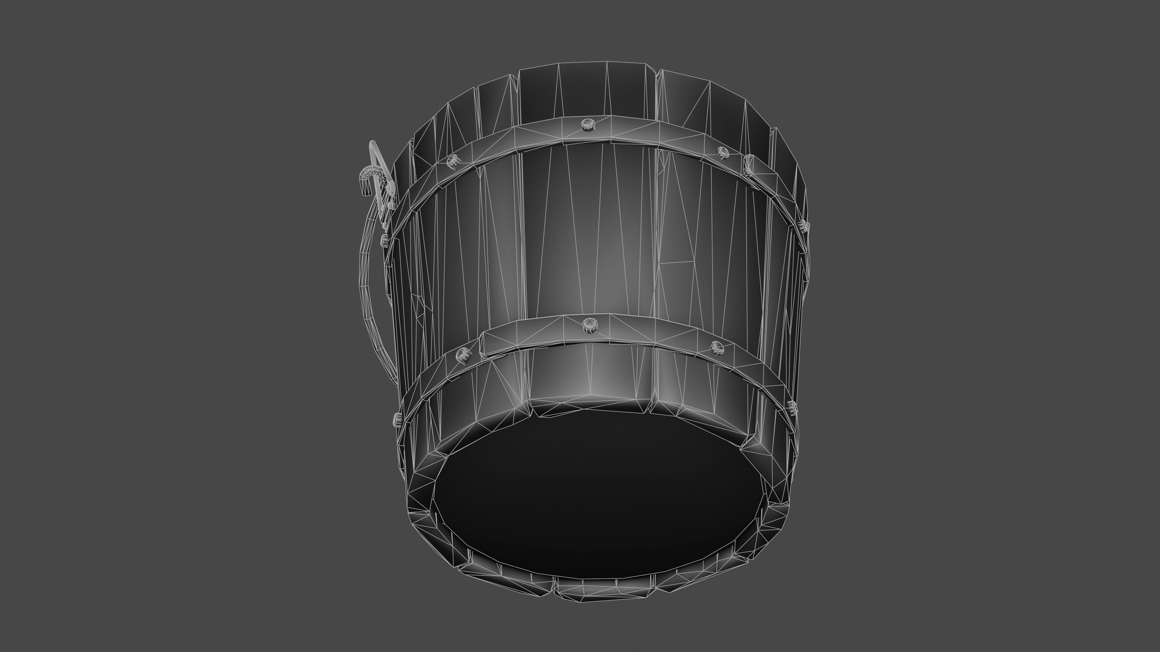 old wooden bucket  Low-poly 3D model_17