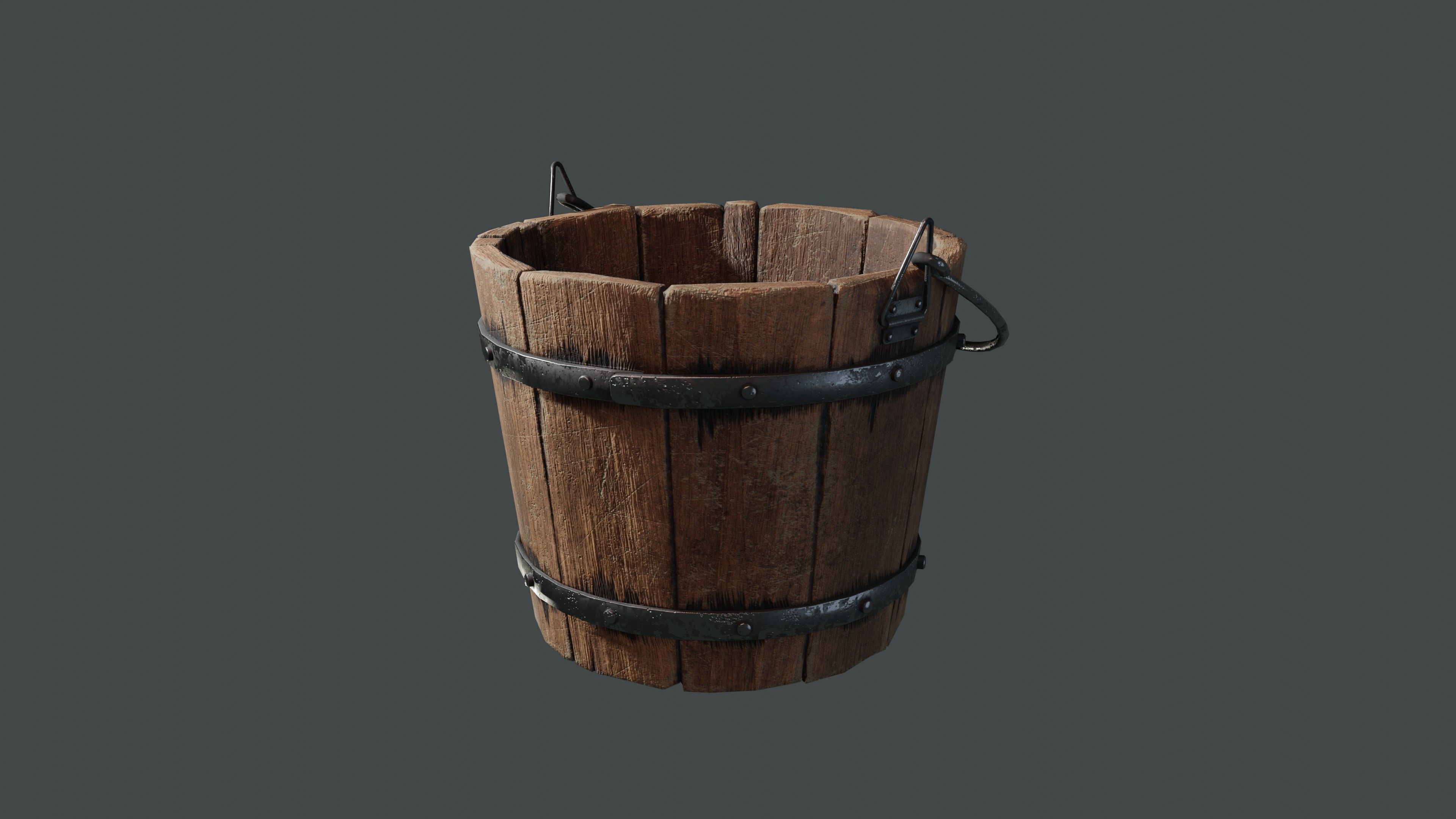 old wooden bucket  Low-poly 3D model_13