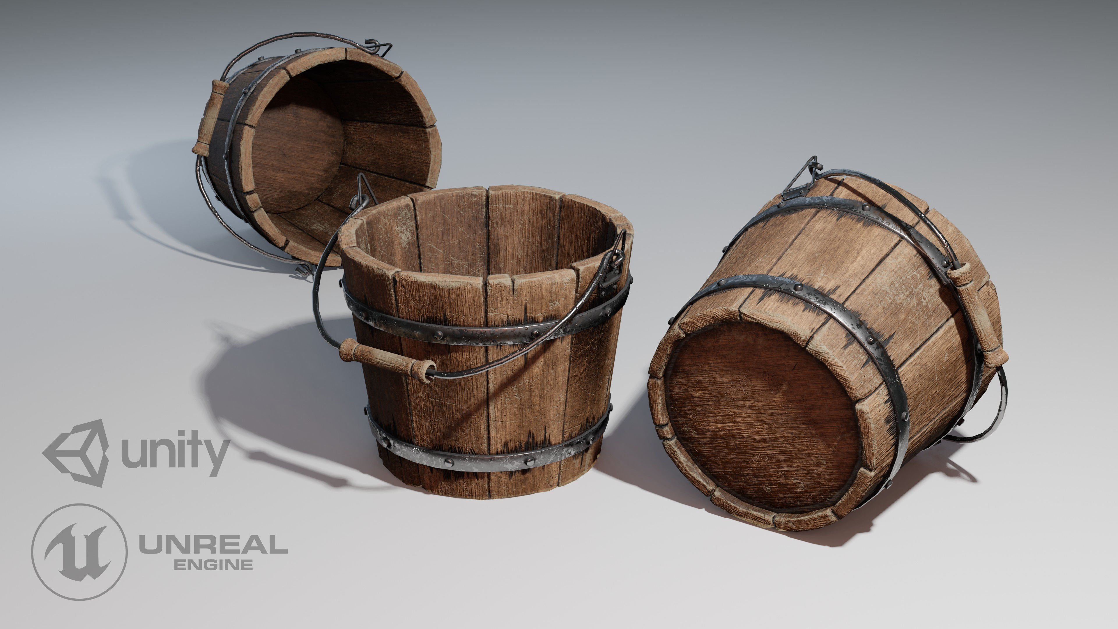 old wooden bucket  Low-poly 3D model_20
