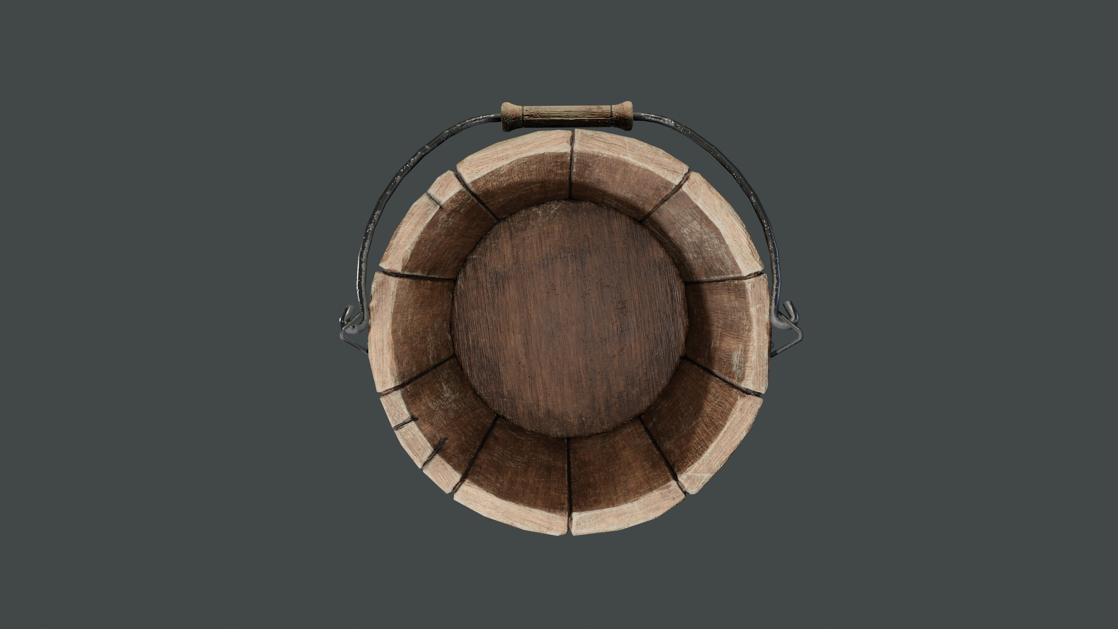 old wooden bucket  Low-poly 3D model_14